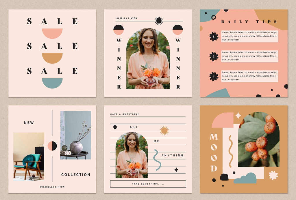 Boho Social Media Post and Story Layout (AI Format)
