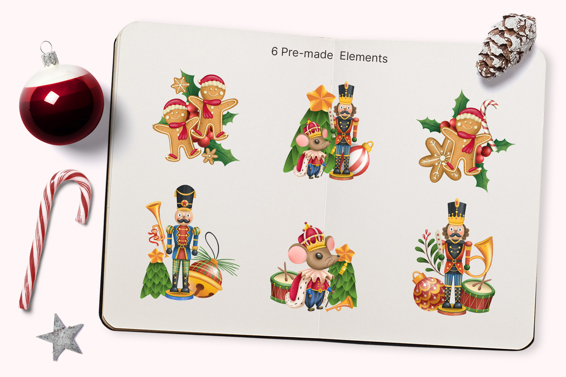 Christmas Clipart Illustrations - Nutcracker & Friends (PSD, PNG, PAT Format)