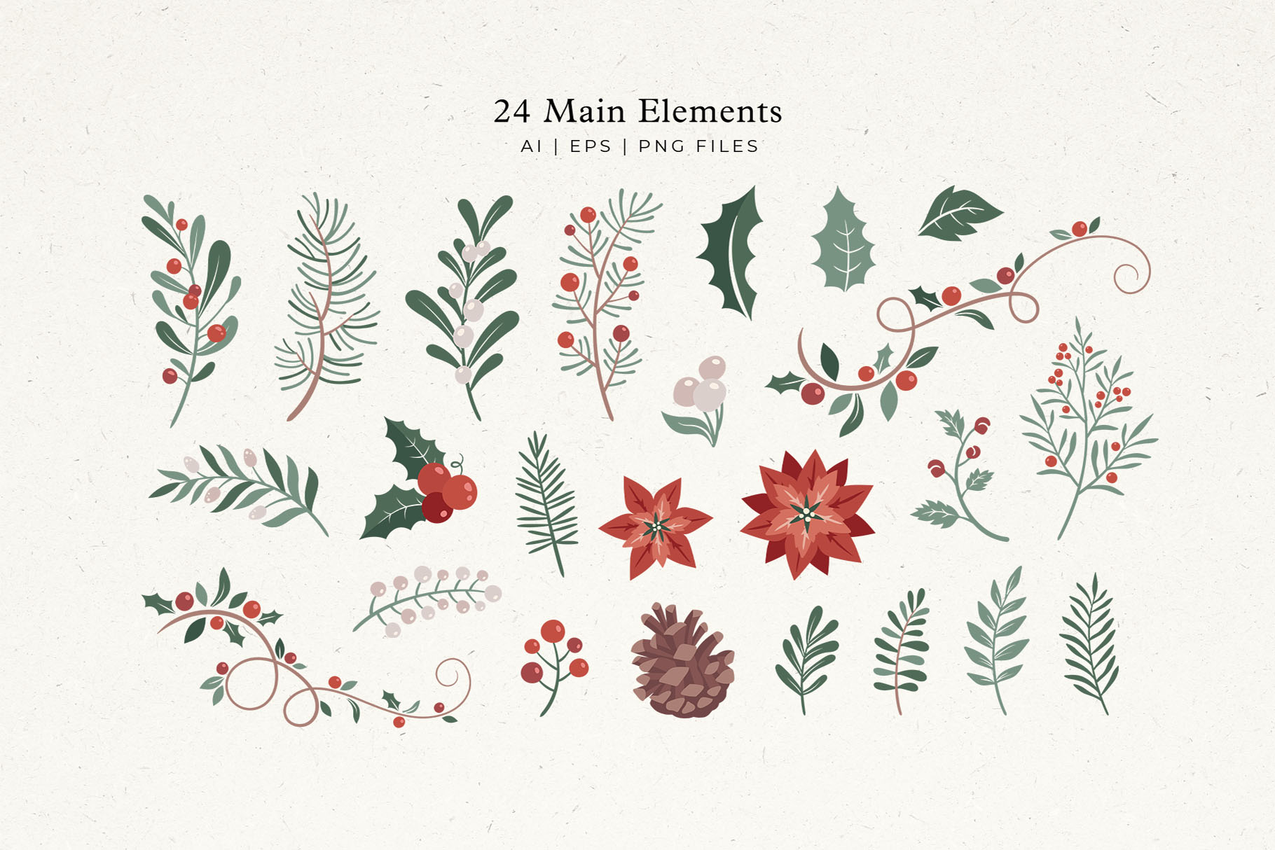 Christmas Foliage Graphic Pack (PSD, AI, EPS Format)