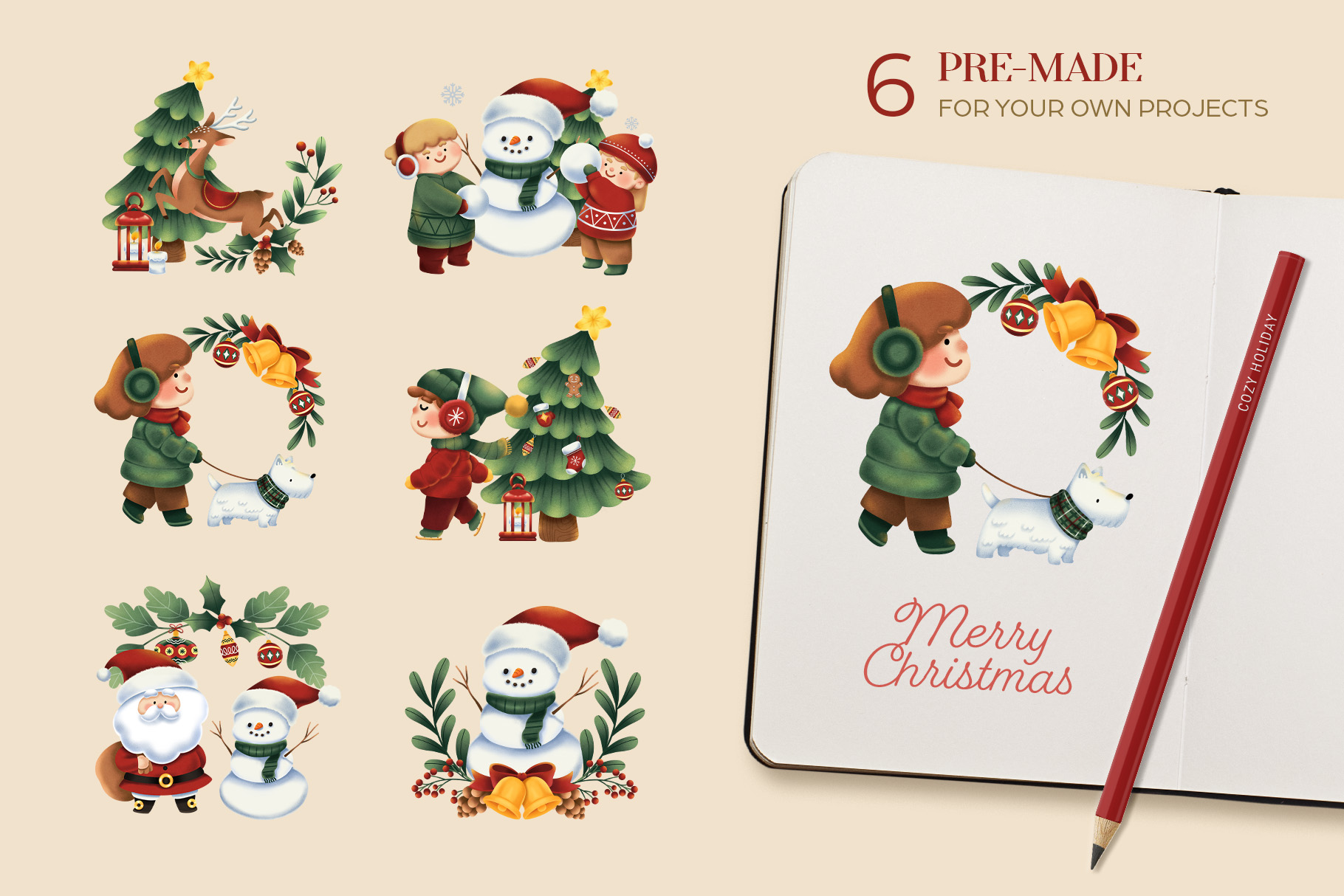 Christmas Graphics & Illustrations Pack (PSD, PNG, JPEG Format)