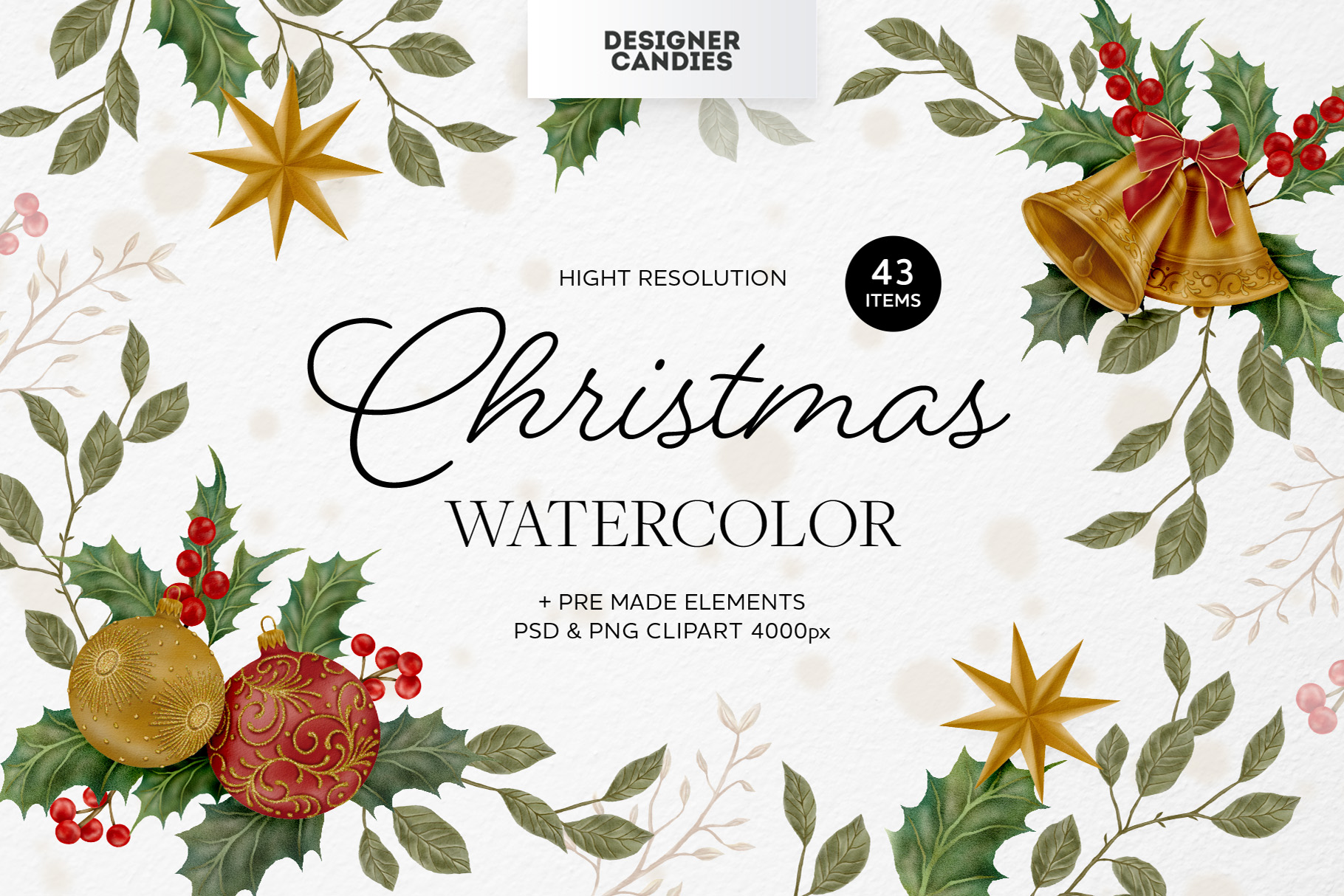 Christmas Watercolor Decorations