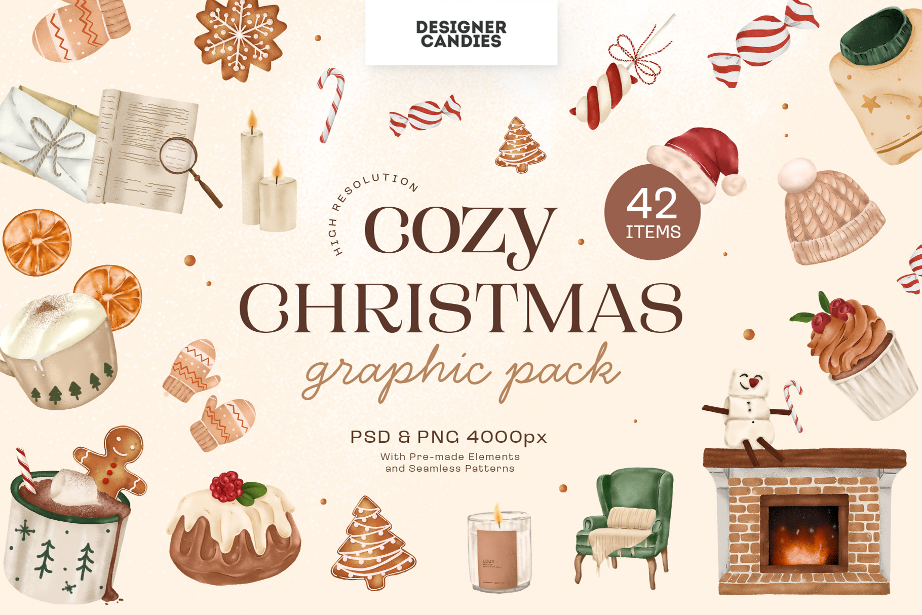 Cozy Christmas Clipart Illustrations