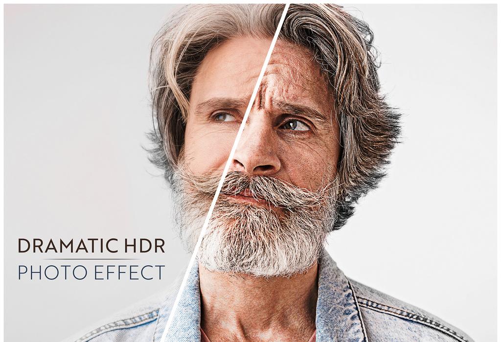 Dramatic Hdr Portrait Photo Effect Mockup (PSD Format)