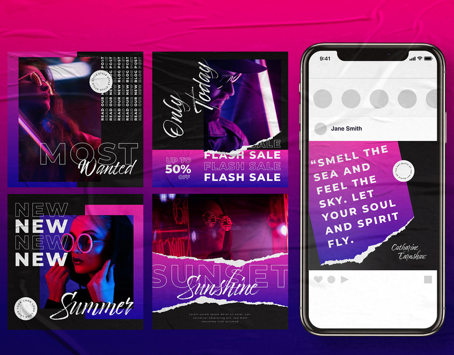 Fashion Social Media Post Layouts (AI Format)