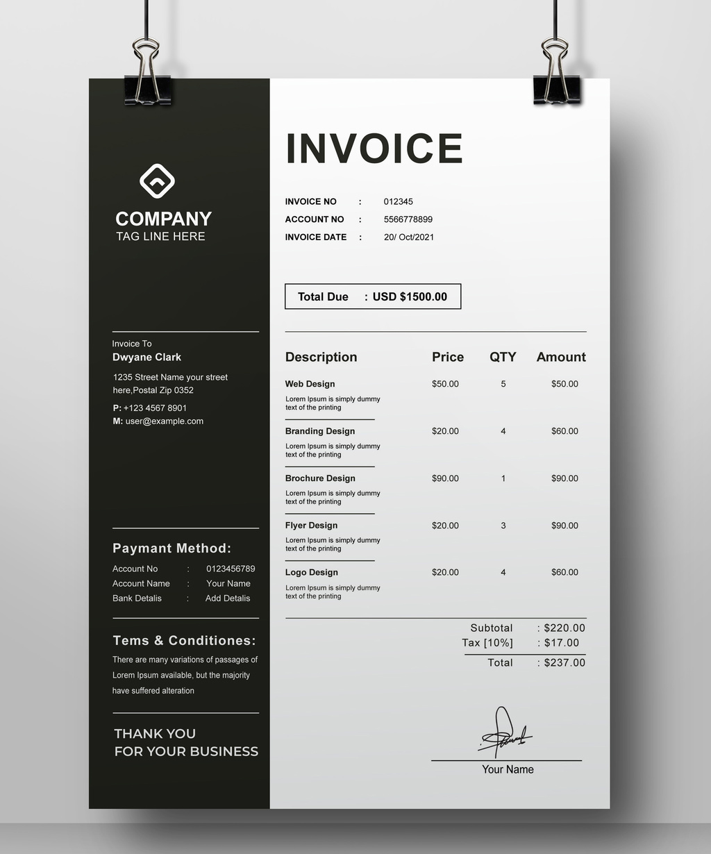 Invoice Layout (AI Format)