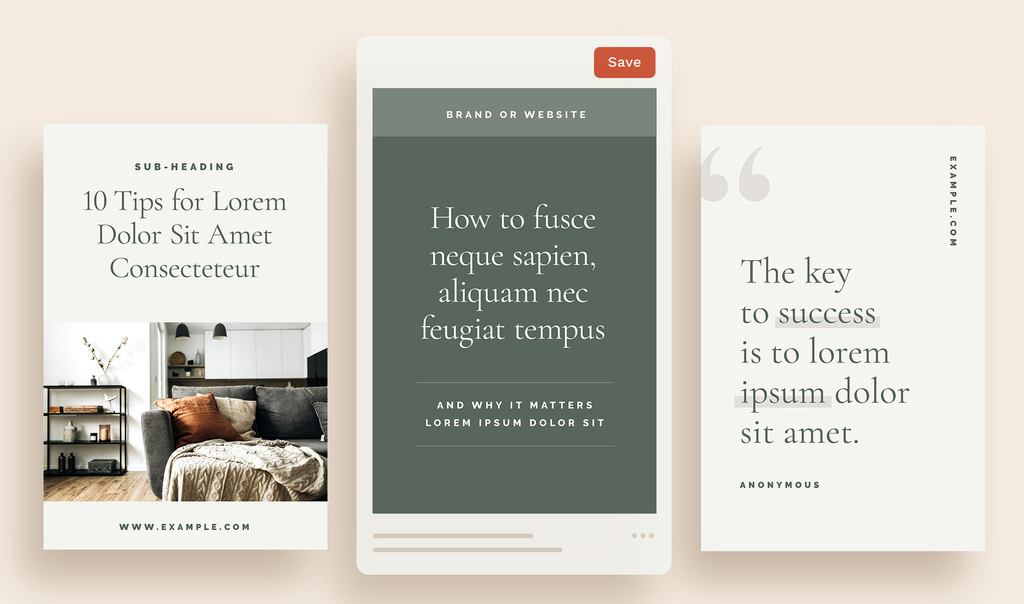 Minimal Brand Social Media Graphics Layouts for Pinterest (AI Format)