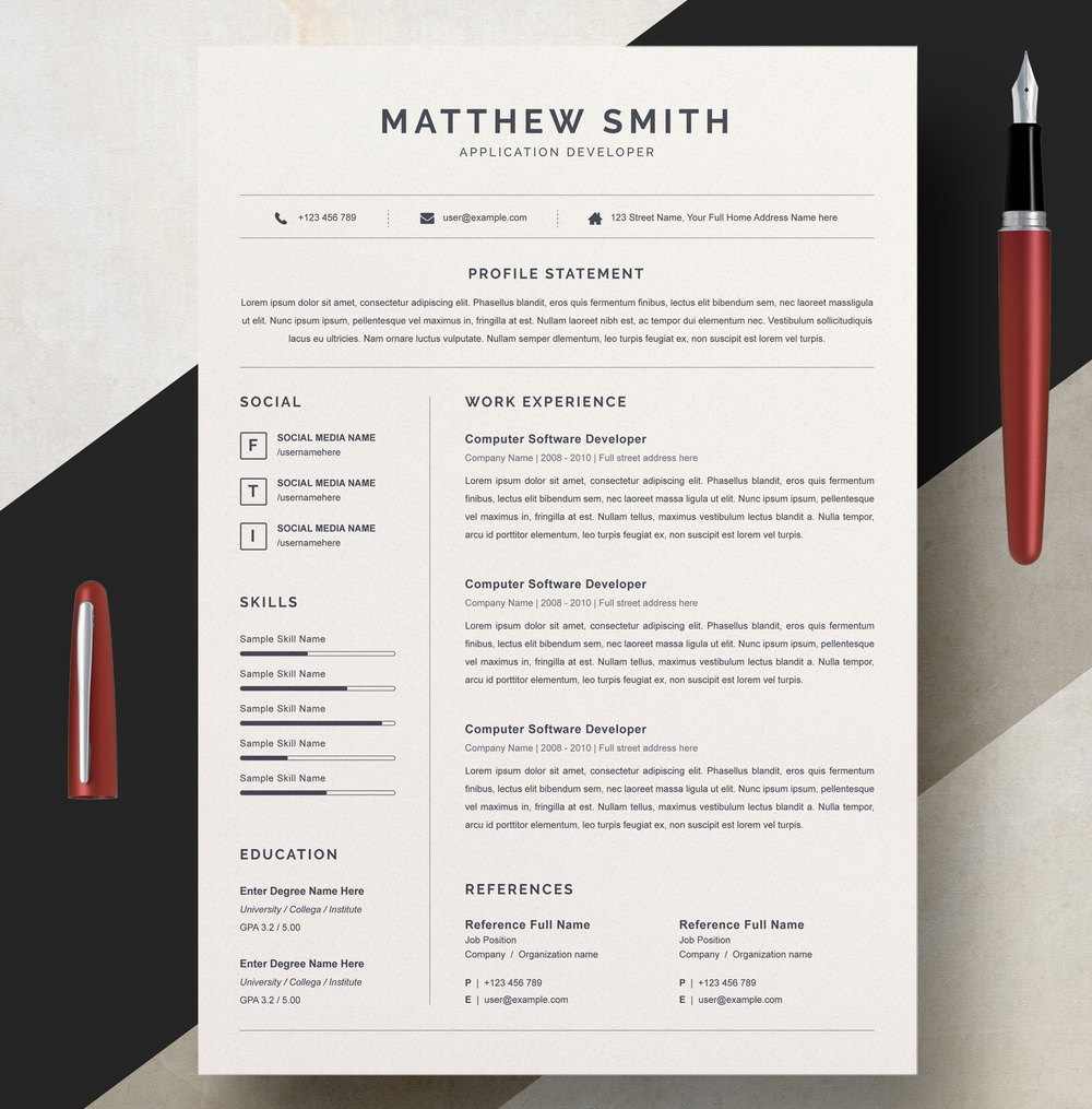 Minimalist Resume Layout (AI Format)