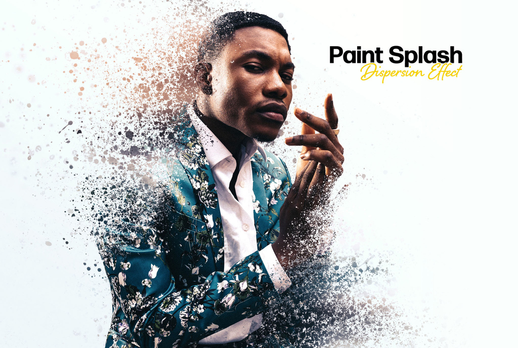 Paint Drops Heavy Dispersion Art Photo Effect Mockup (PSD Format)