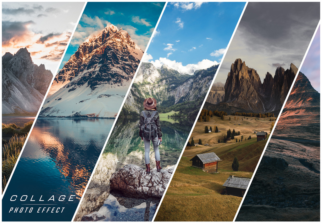Photo Collage Strip Effect Mockup (PSD Format)