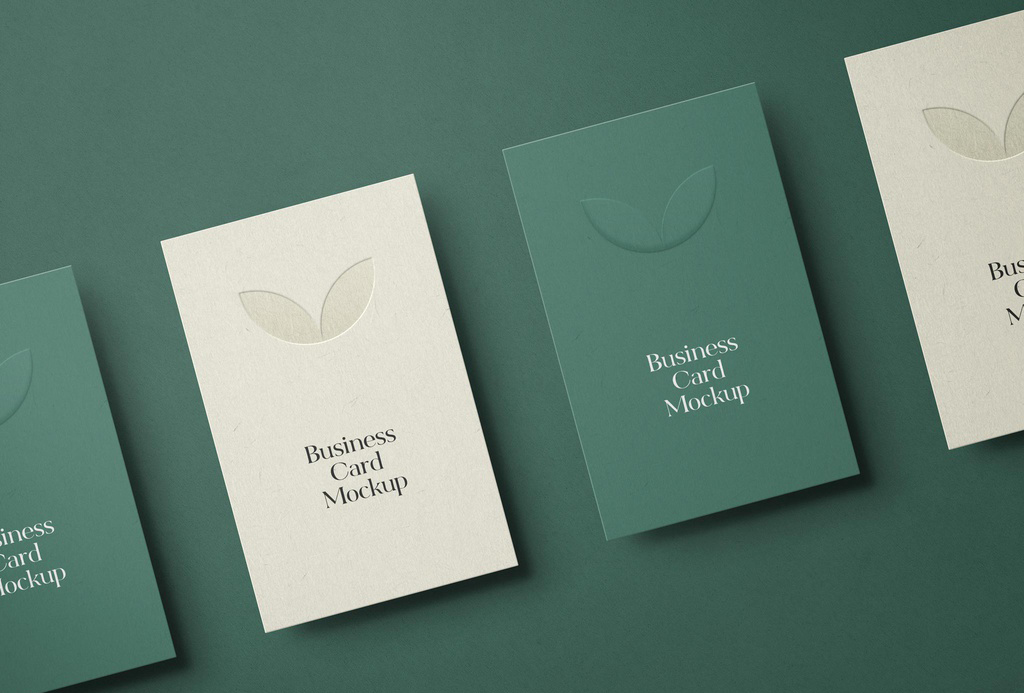 Vertical Business Card with Press Effect Mockup (PSD Format)