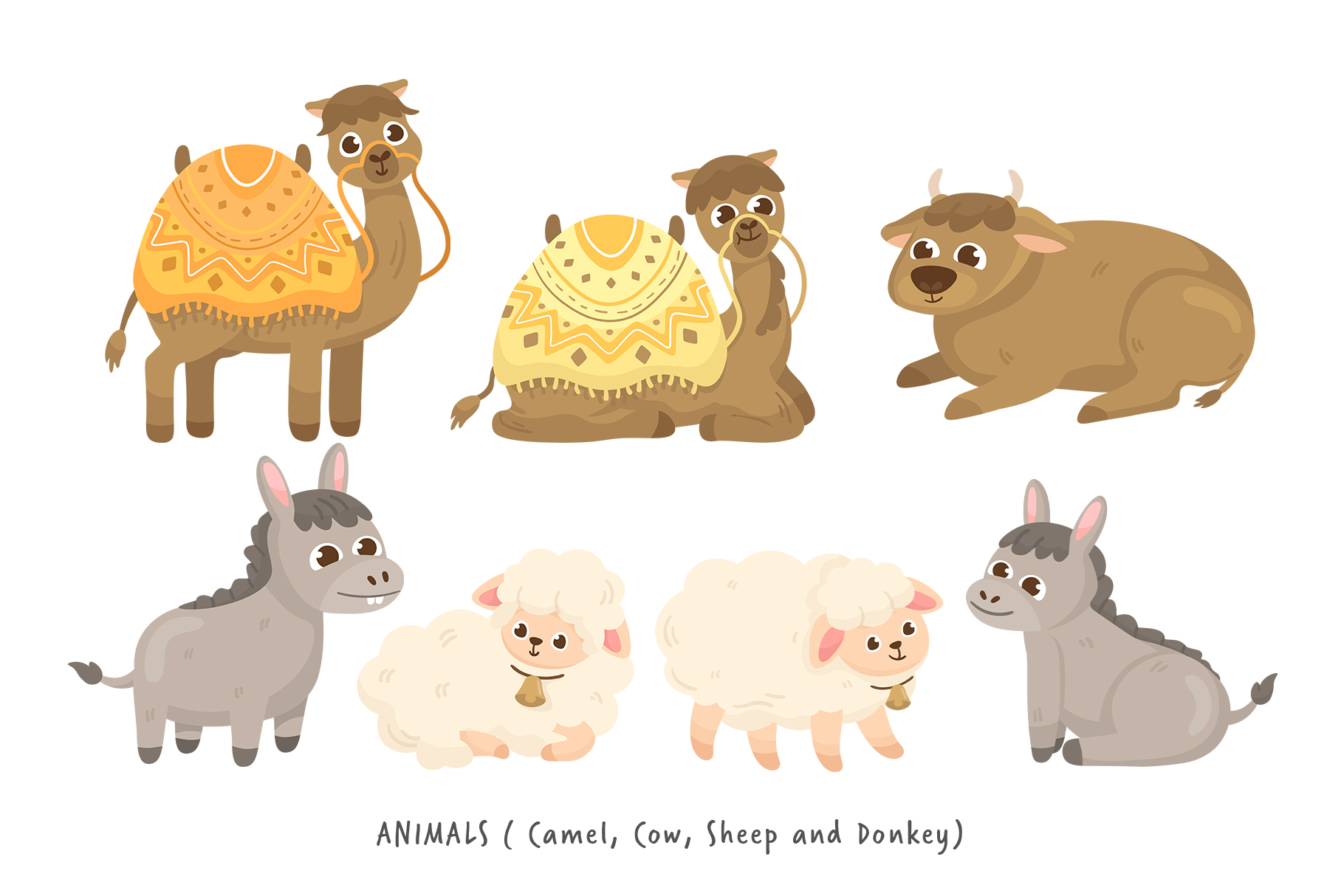 Christmas Nativity Vector Illustrations (AI, EPS, PNG, PAT Format)