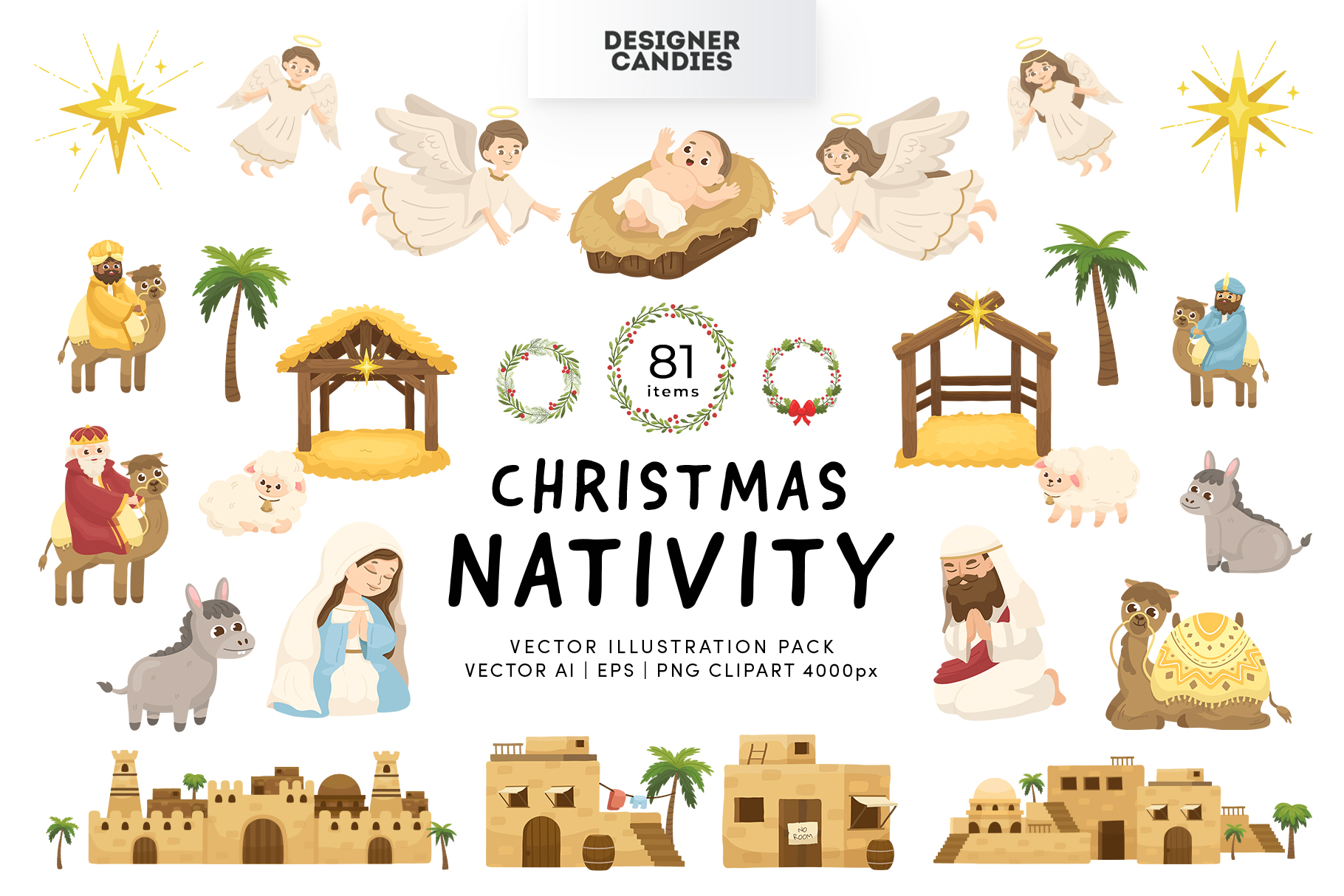 Christmas Nativity Vector Illustrations