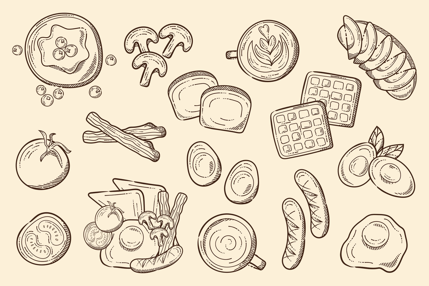 Breakfast Illustrations (EPS, PNG, AI Format)