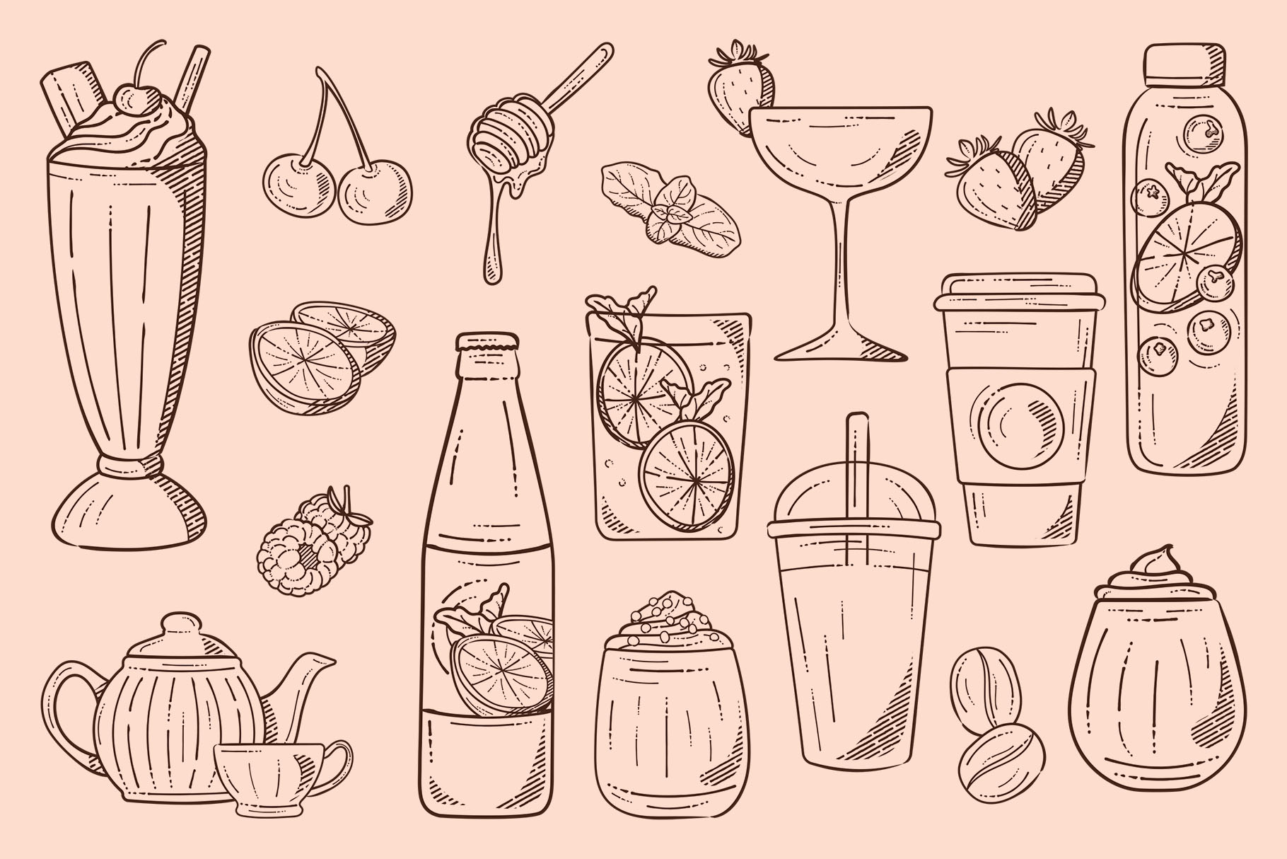Drinks Illustrations (AI, EPS, PNG Format)