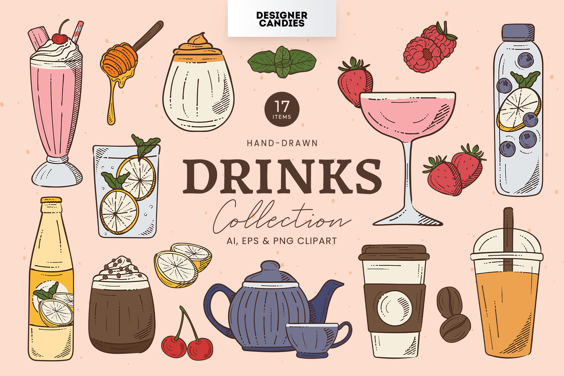 Drinks Vector Illustrations Set