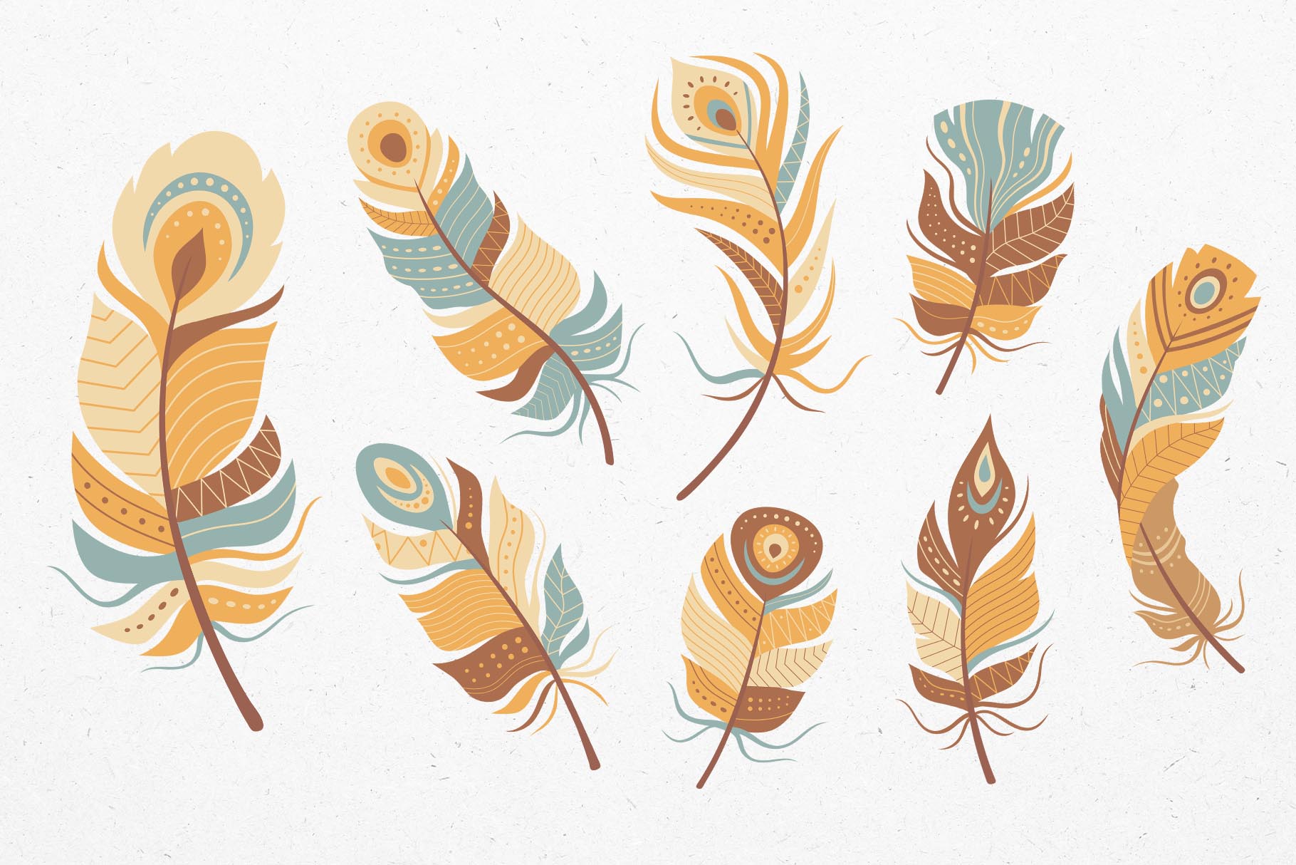 Feather Vector Graphics Pack (PSD, EPS, AI, PAT, PNG Format)