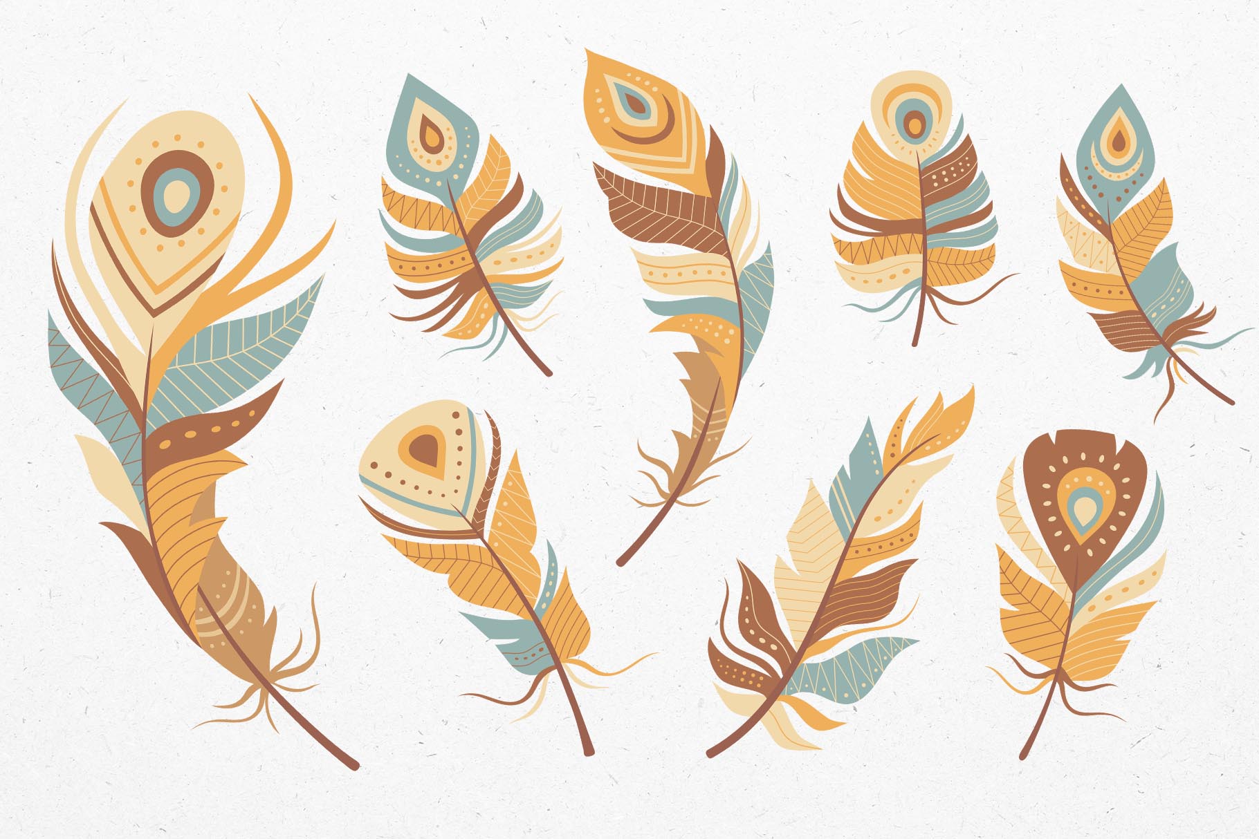 Feather Vector Graphics Pack (PSD, EPS, AI, PAT, PNG Format)
