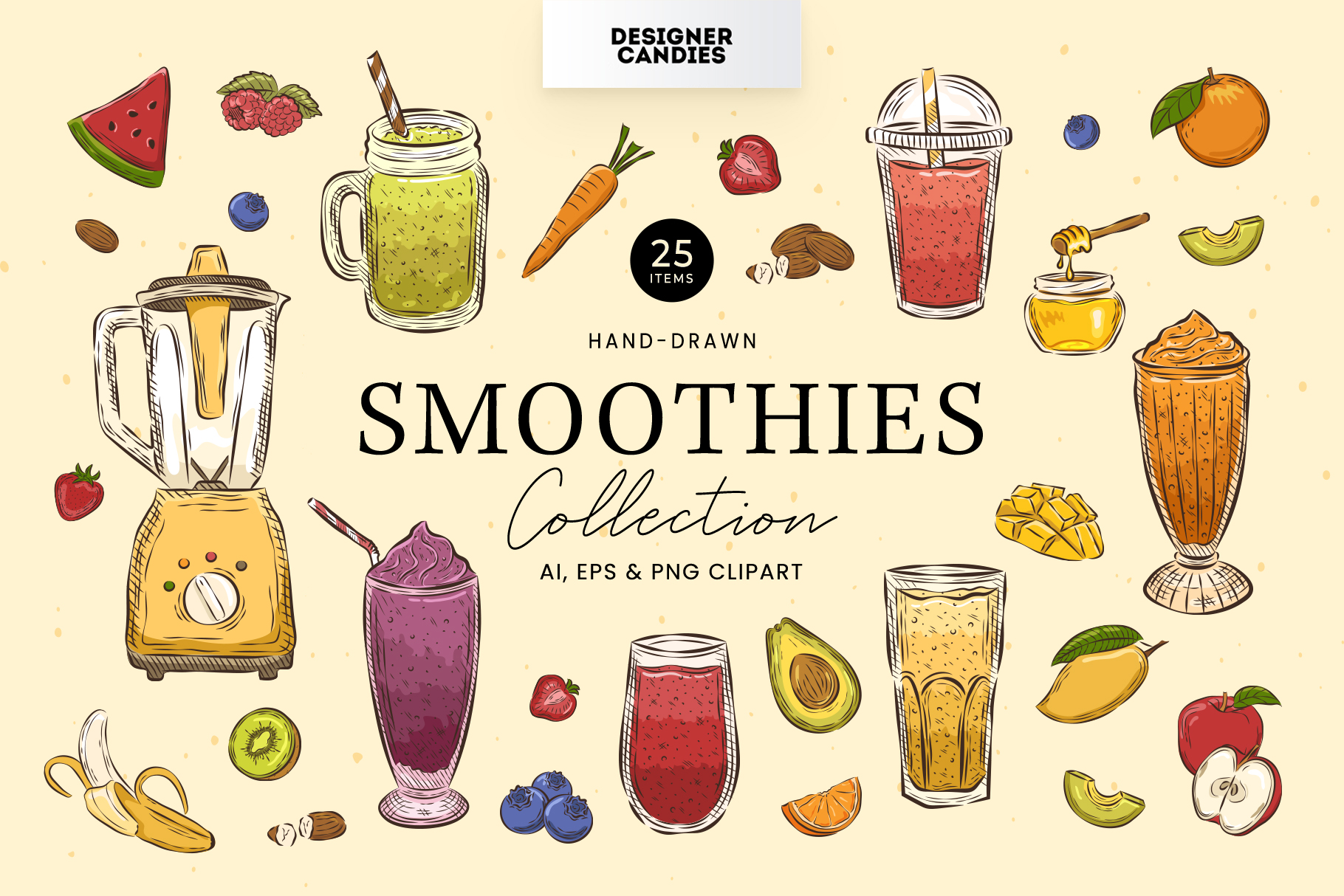 Fruit Smoothies Vector Illustrations