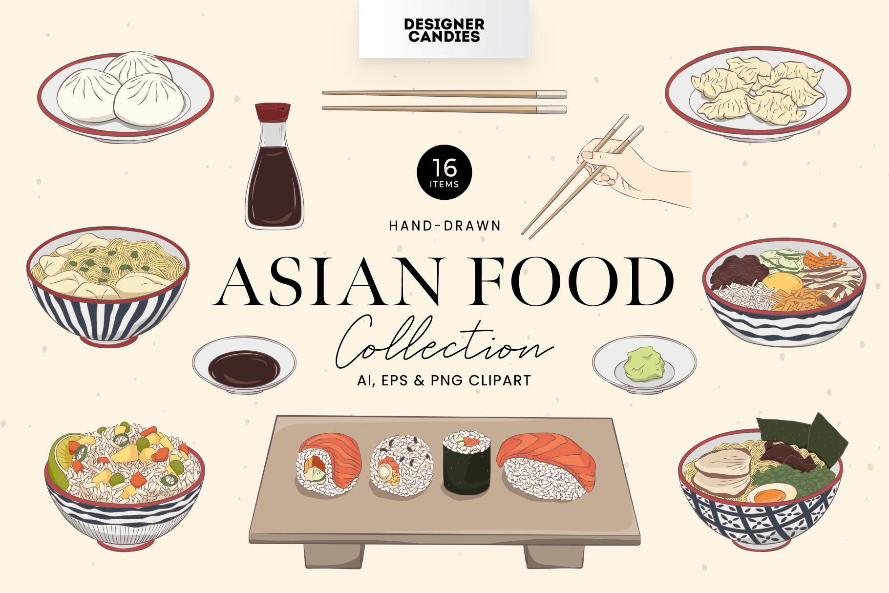 Asian Food Vector Illustrations