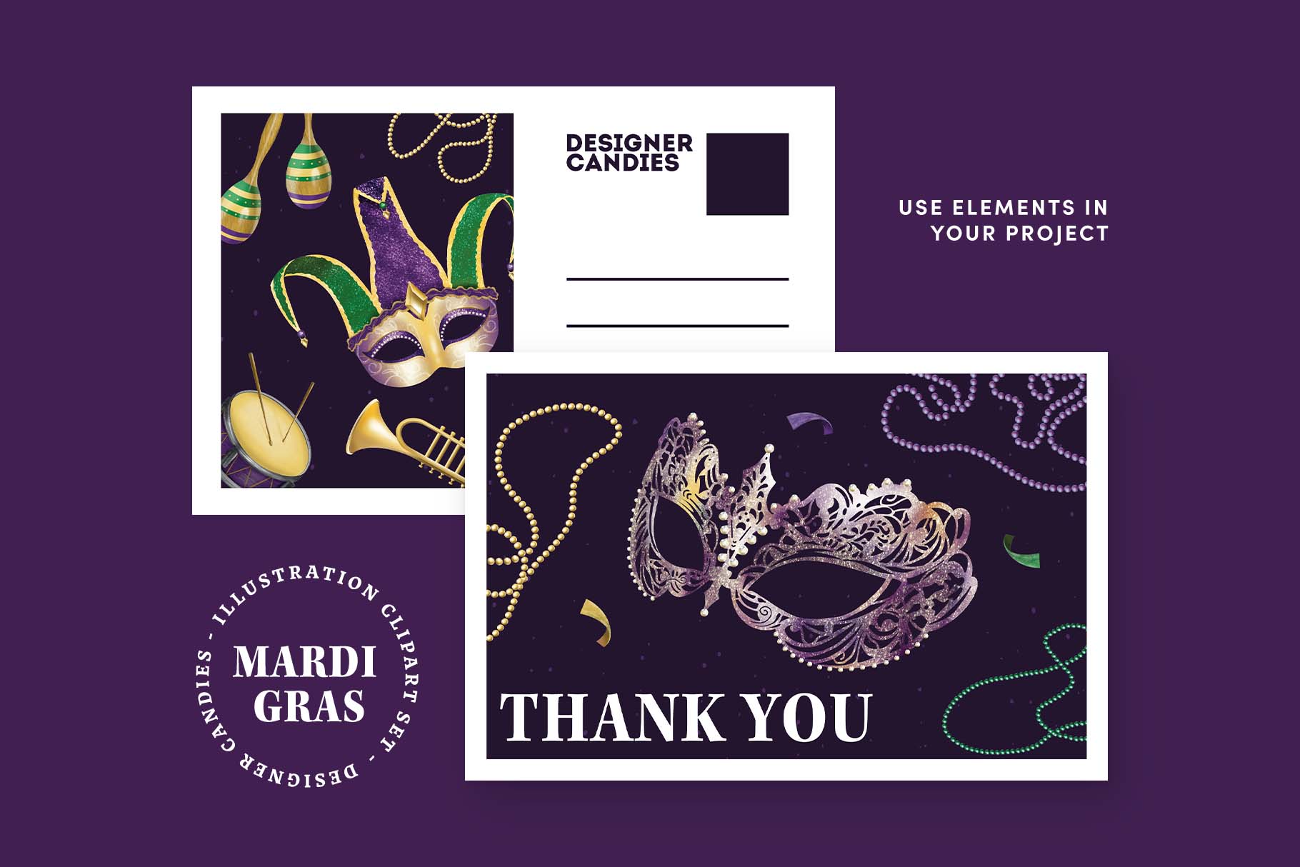 Mardi Gras Clipart Illustrations (PSD, PNG Format)