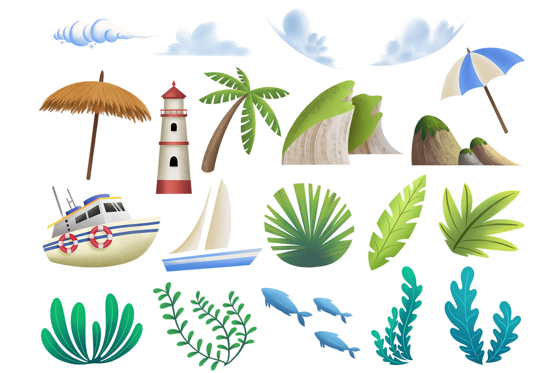 Seascape Background Illustrations (PNG, JPEG Format)