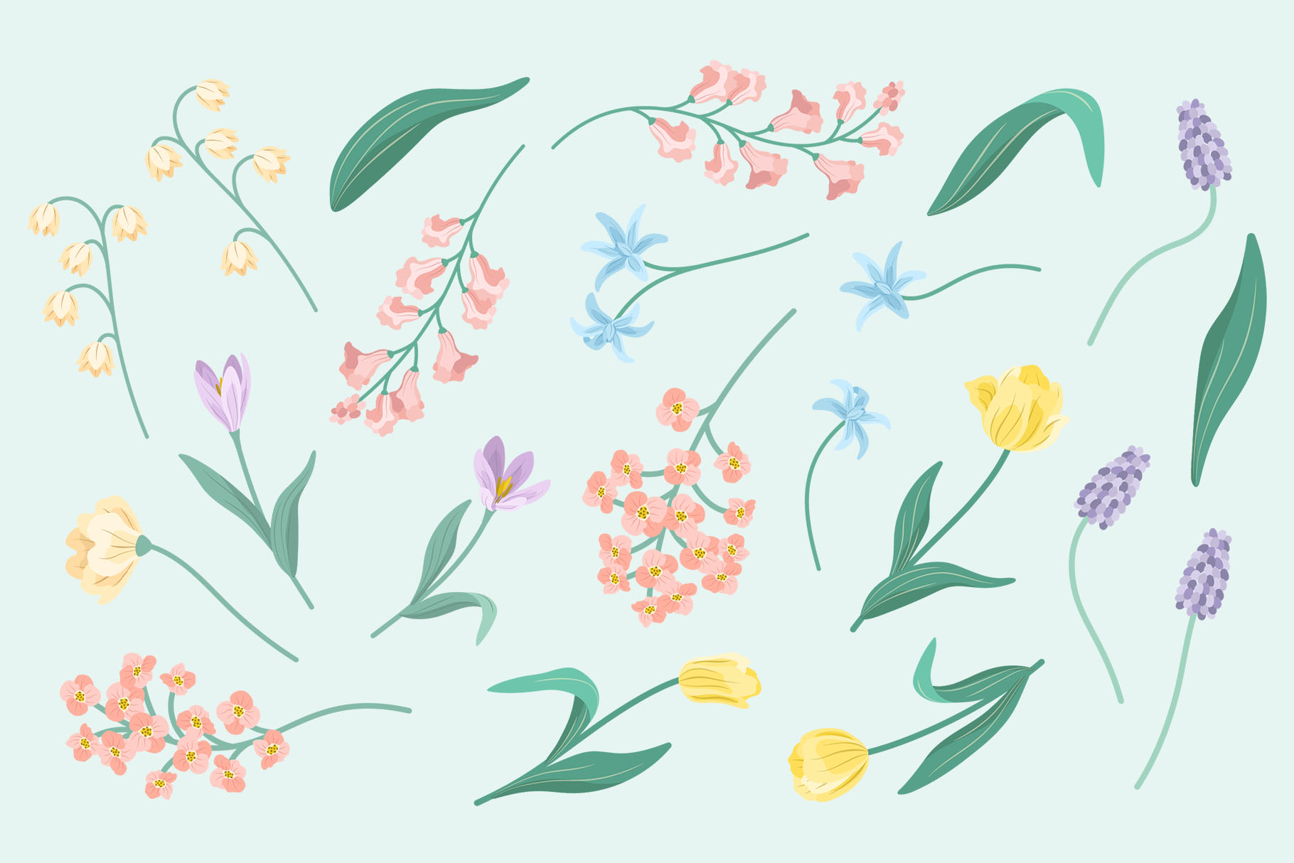 Springtime Flower Illustrations (AI, EPS, PNG Format)
