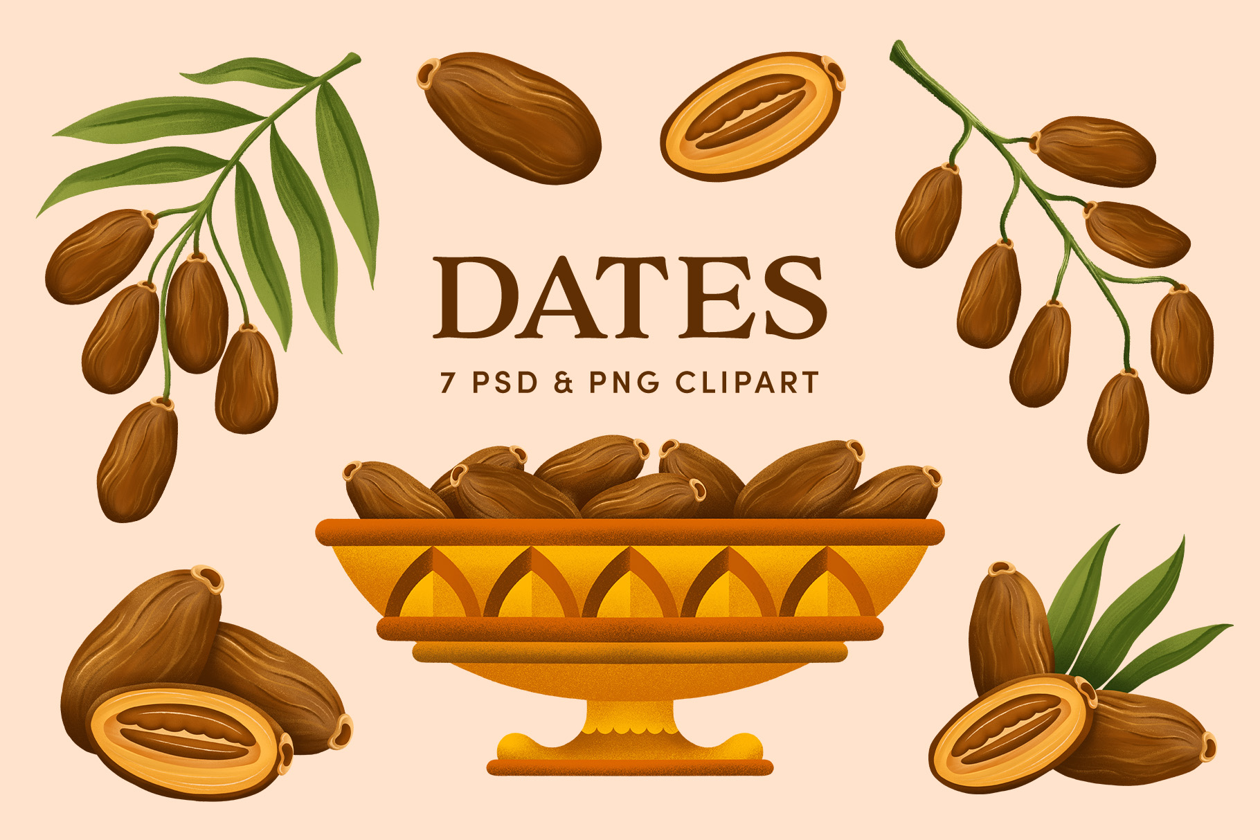 Date Fruit Clipart Illustrations for Ramadan
