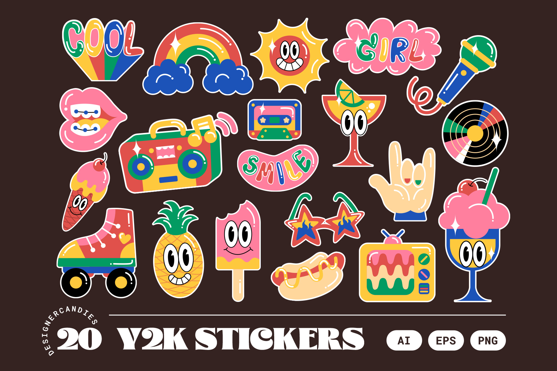 Retro Y2K Vector Illustrations Set