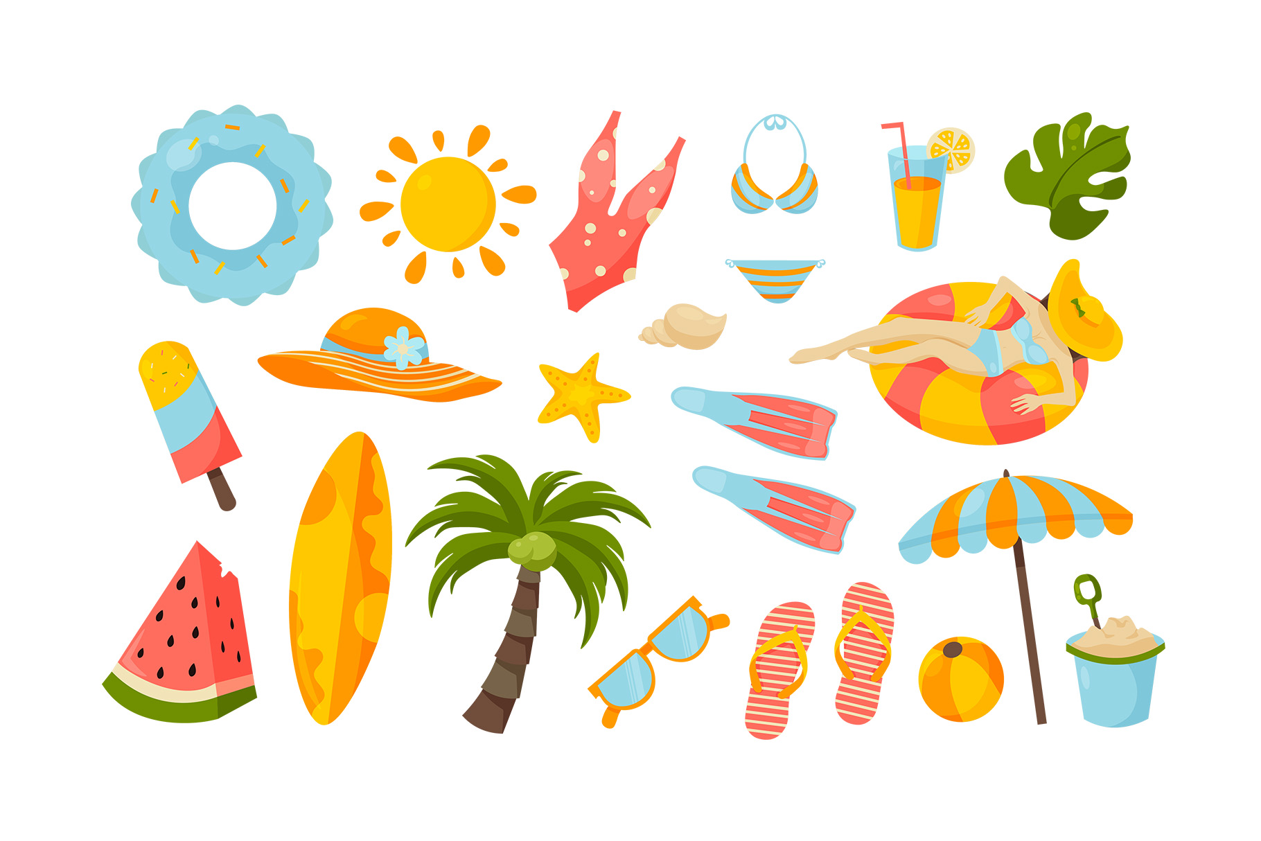 Summer Travel Illustrations (AI, EPS, PNG Format)
