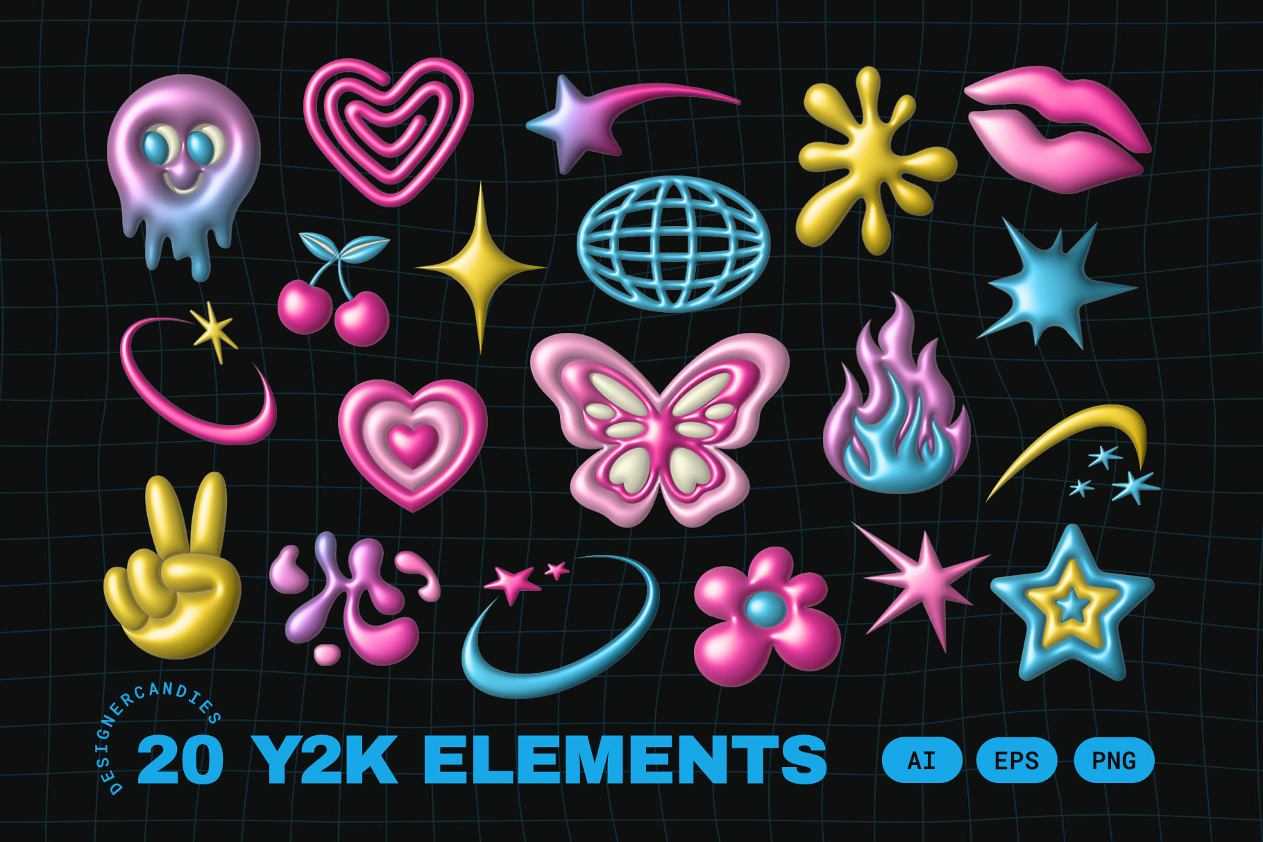 Retro Y2K Elements Set