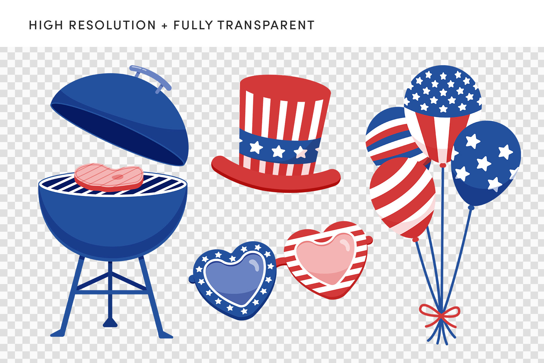 4th July Vector Illustrations Set (AI, EPS, PNG Format)