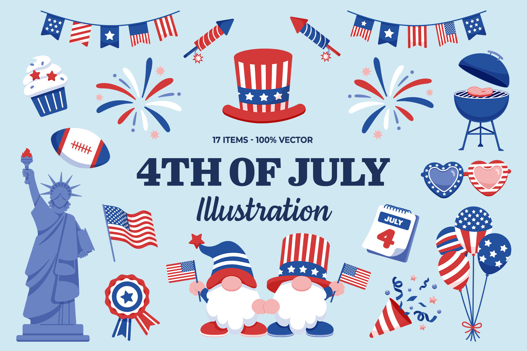 4th July Vector Illustrations Set