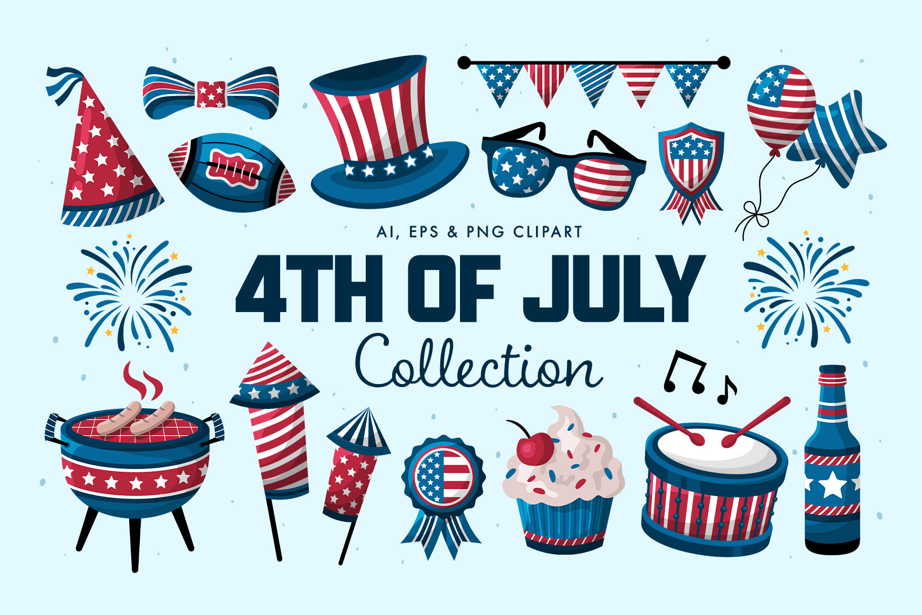 4th of July Illustrations Set