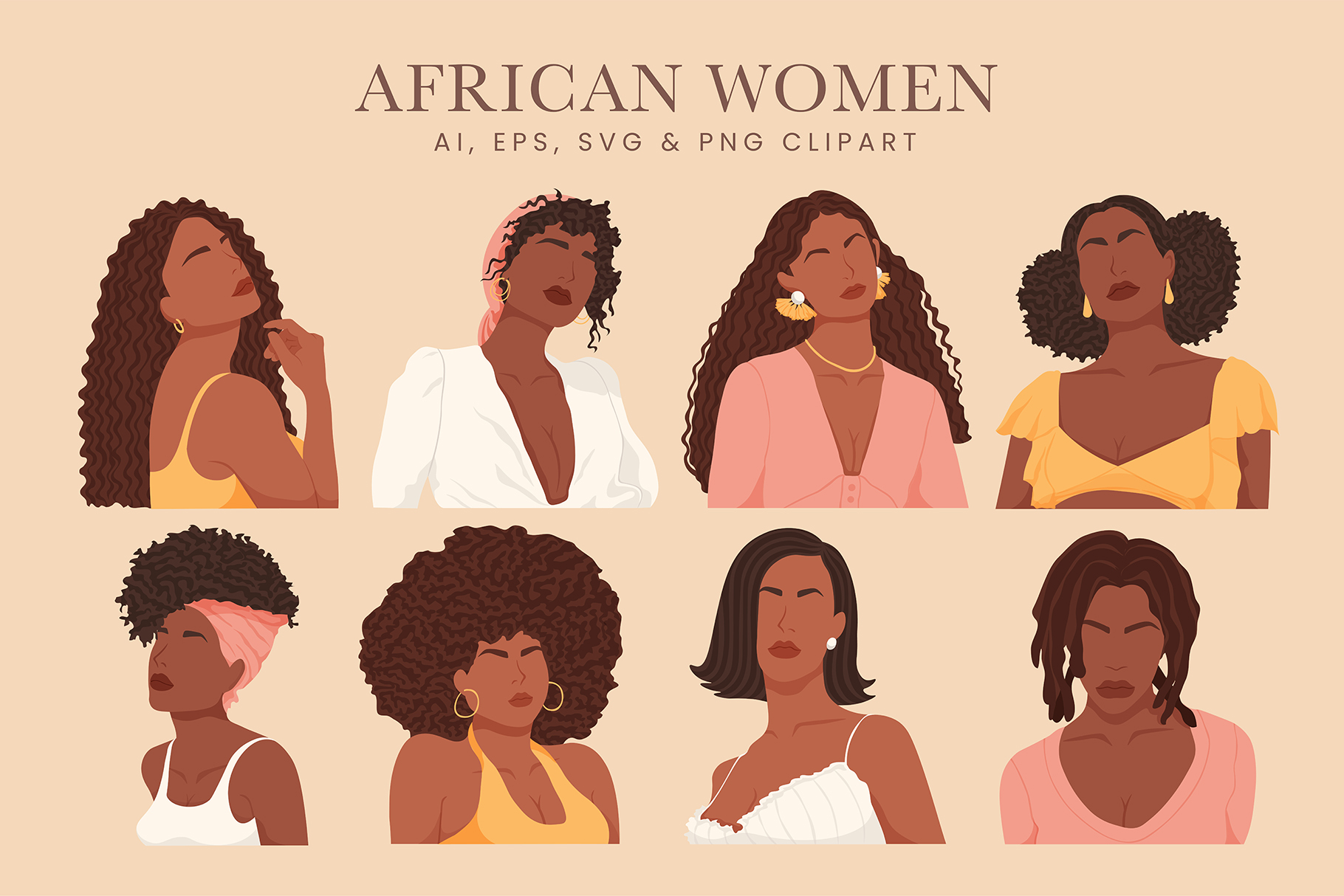 African Women Vector Illustrations
