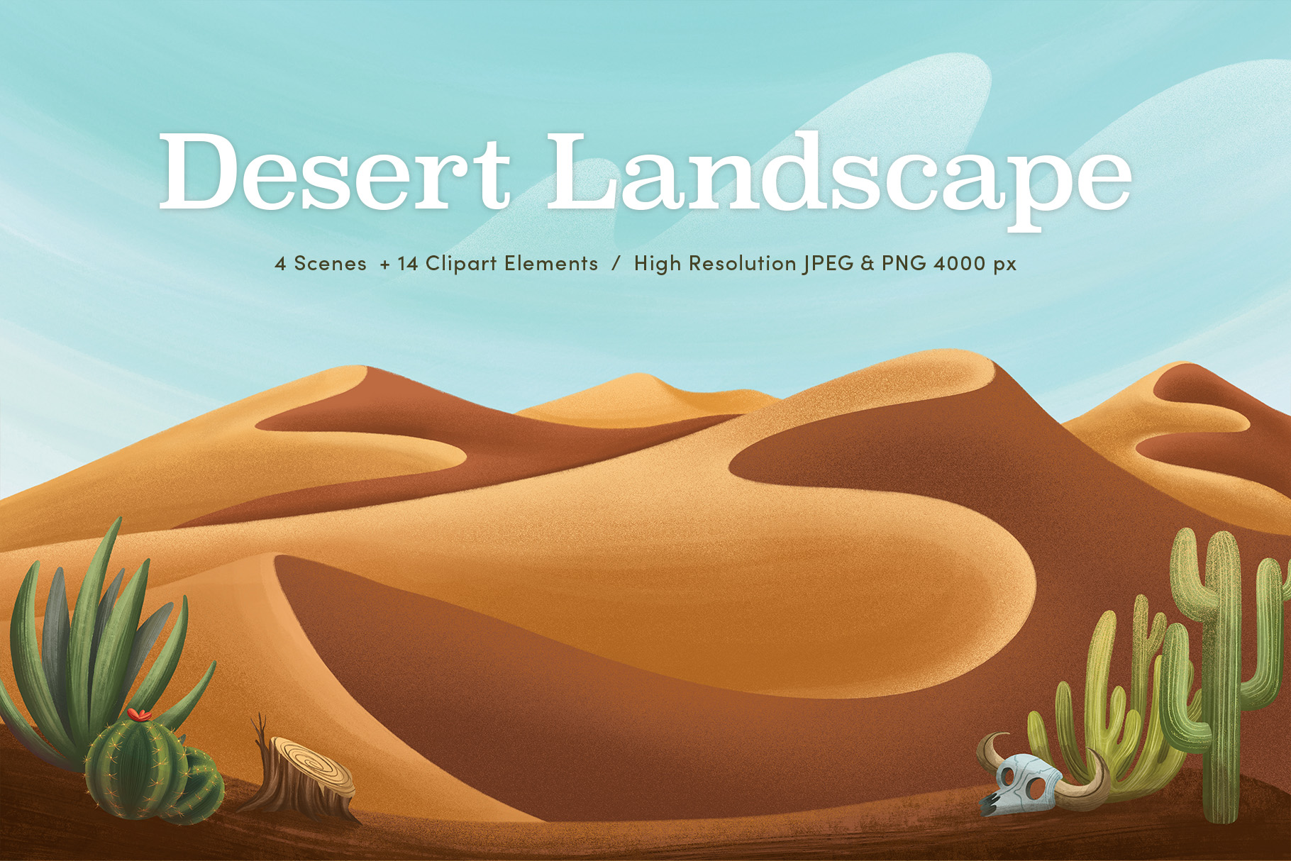 Desert Landscape Background Illustrations Set