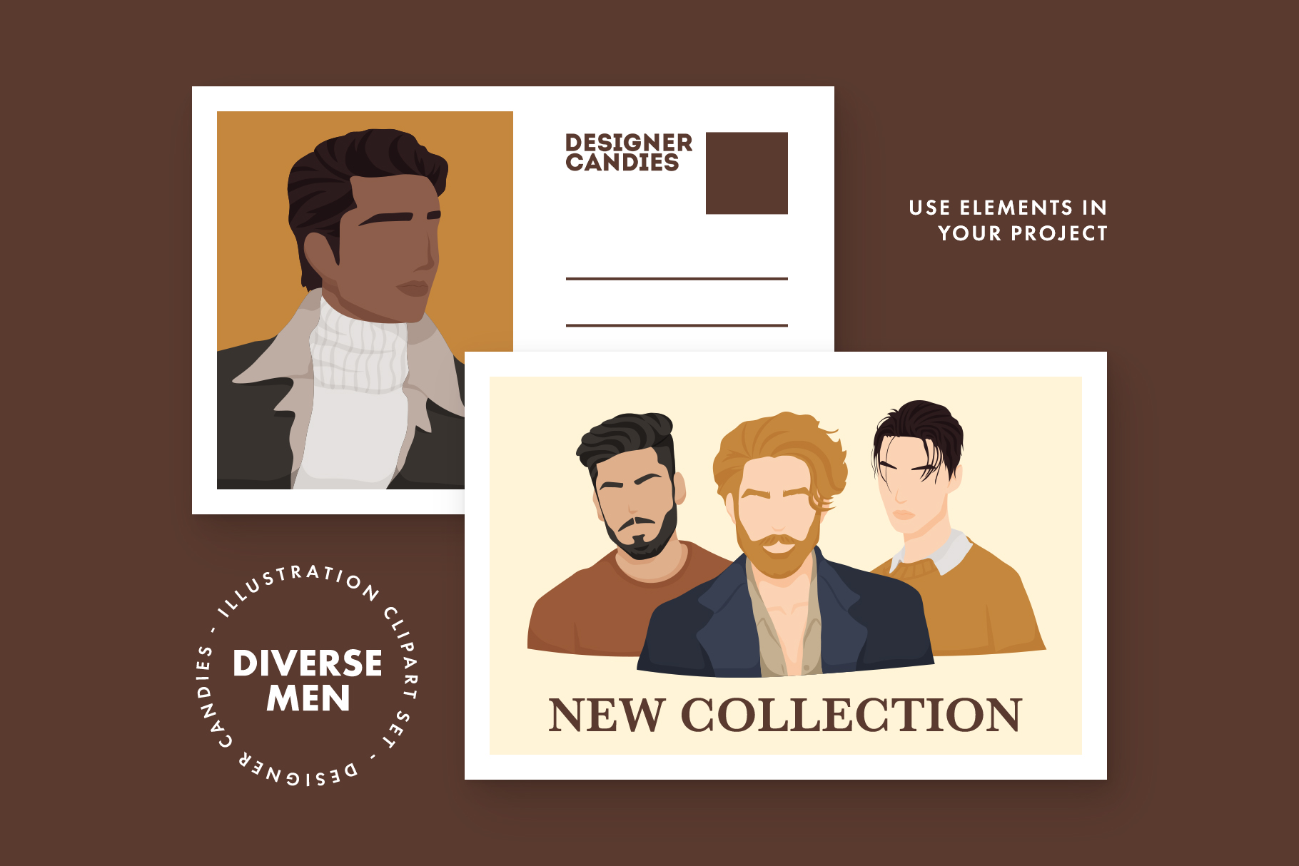 Diverse Men Illustrations (AI, EPS, PNG Format)