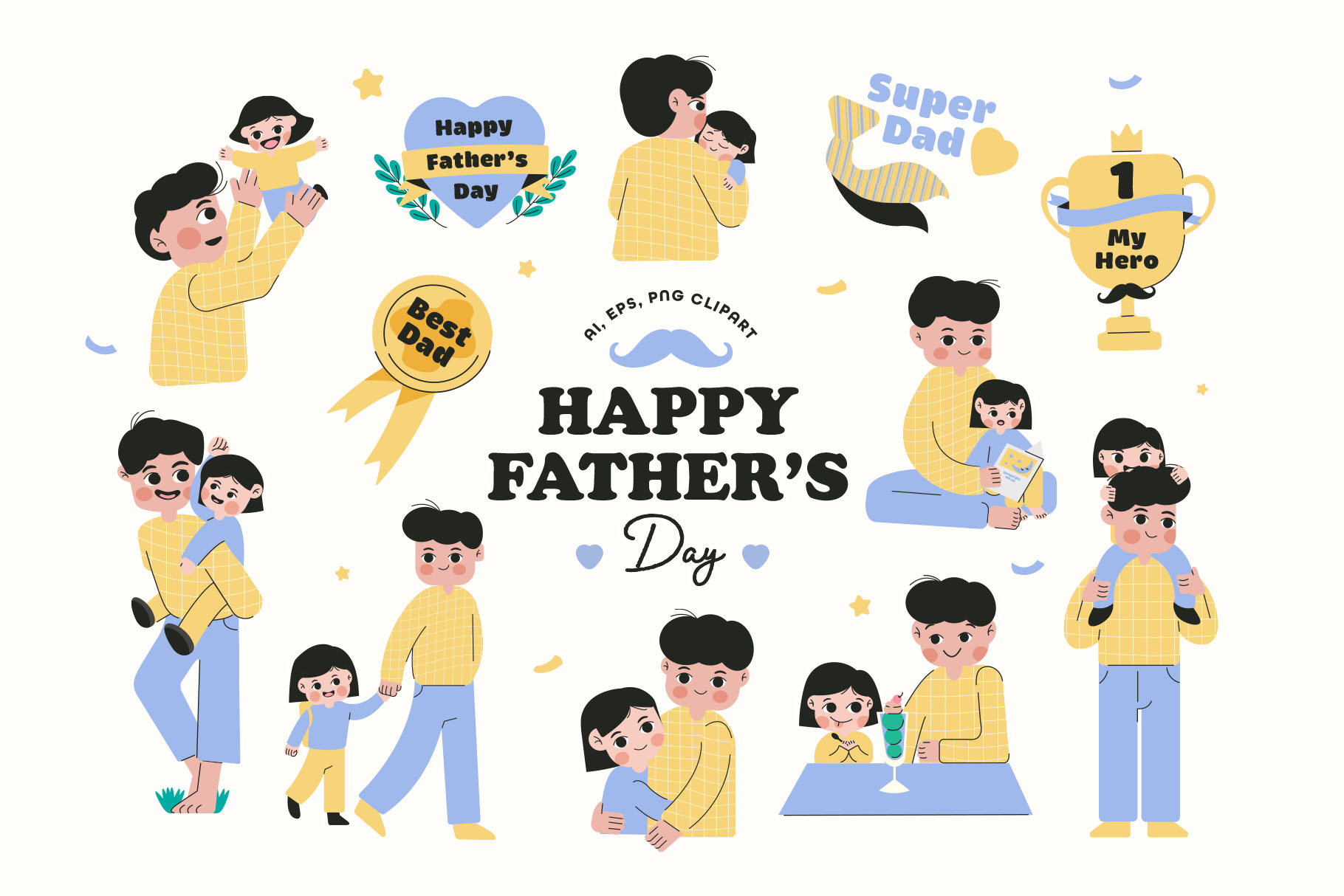 Father's Day Vector Illustration Set