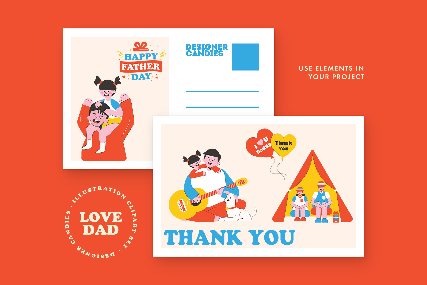 Father's Day Illustration Set (AI, EPS, PNG Format)