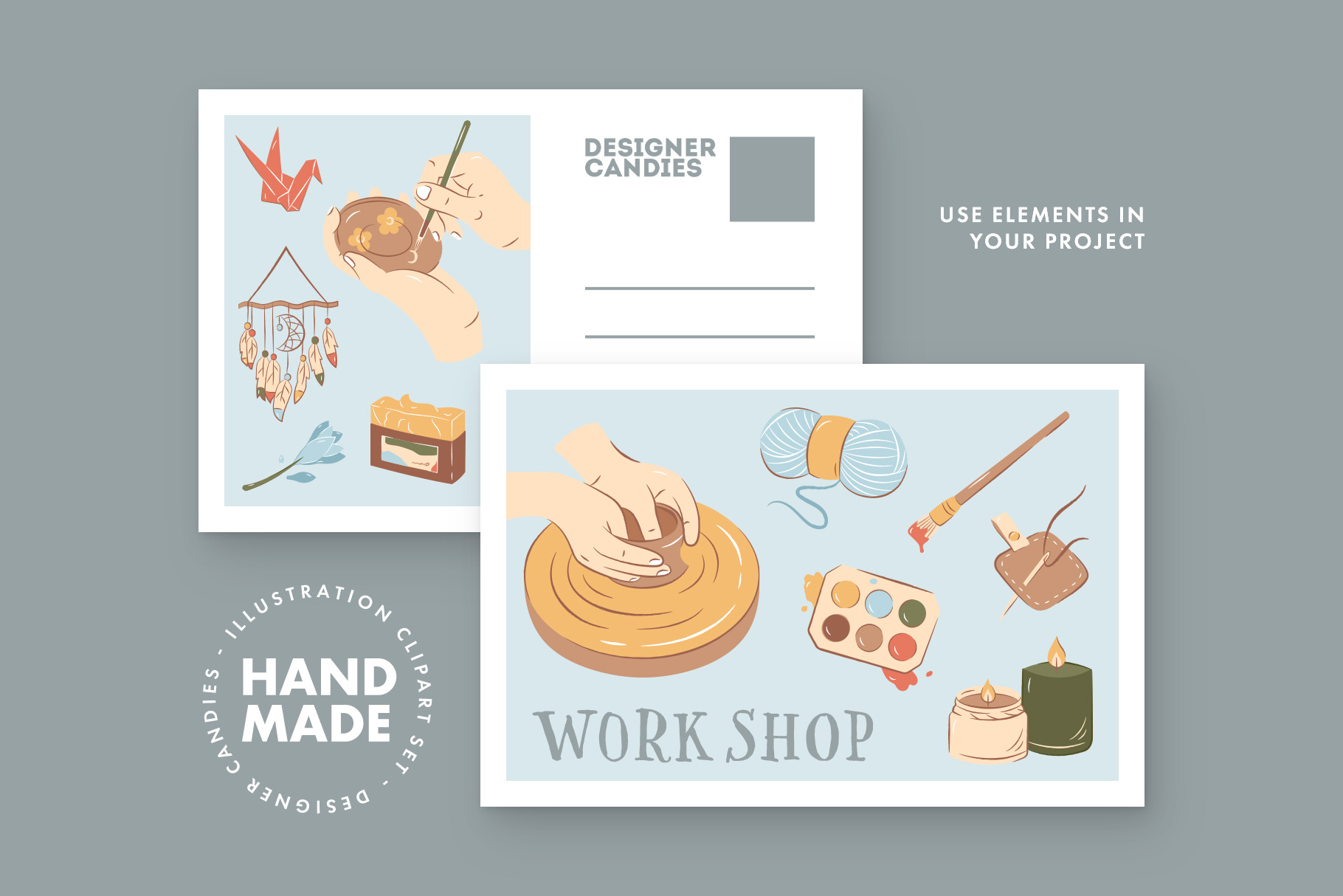 Handmade Crafting Illustrations (AI, EPS, PNG Format)