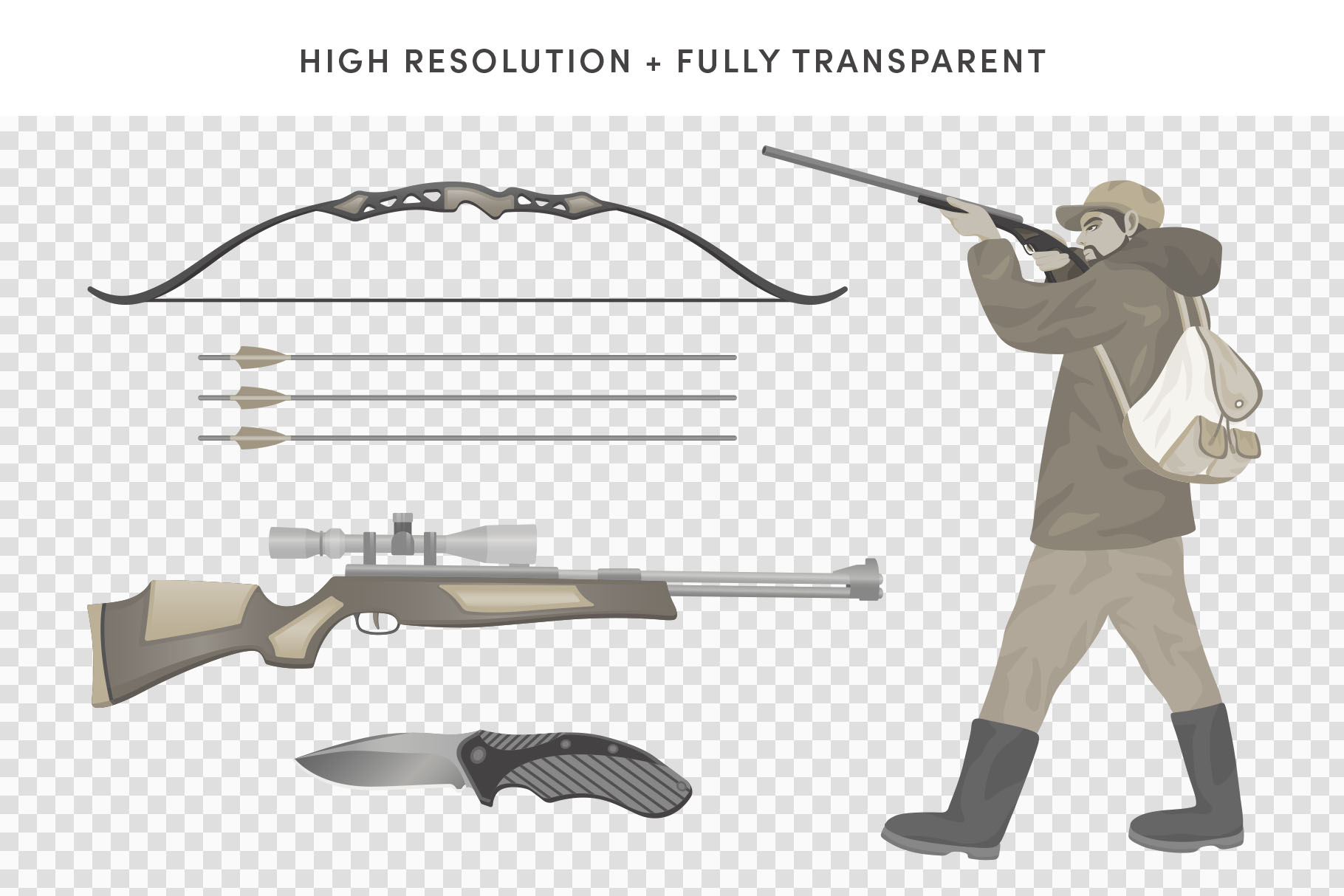 Hunting Illustrations Set (AI, EPS, PNG Format)