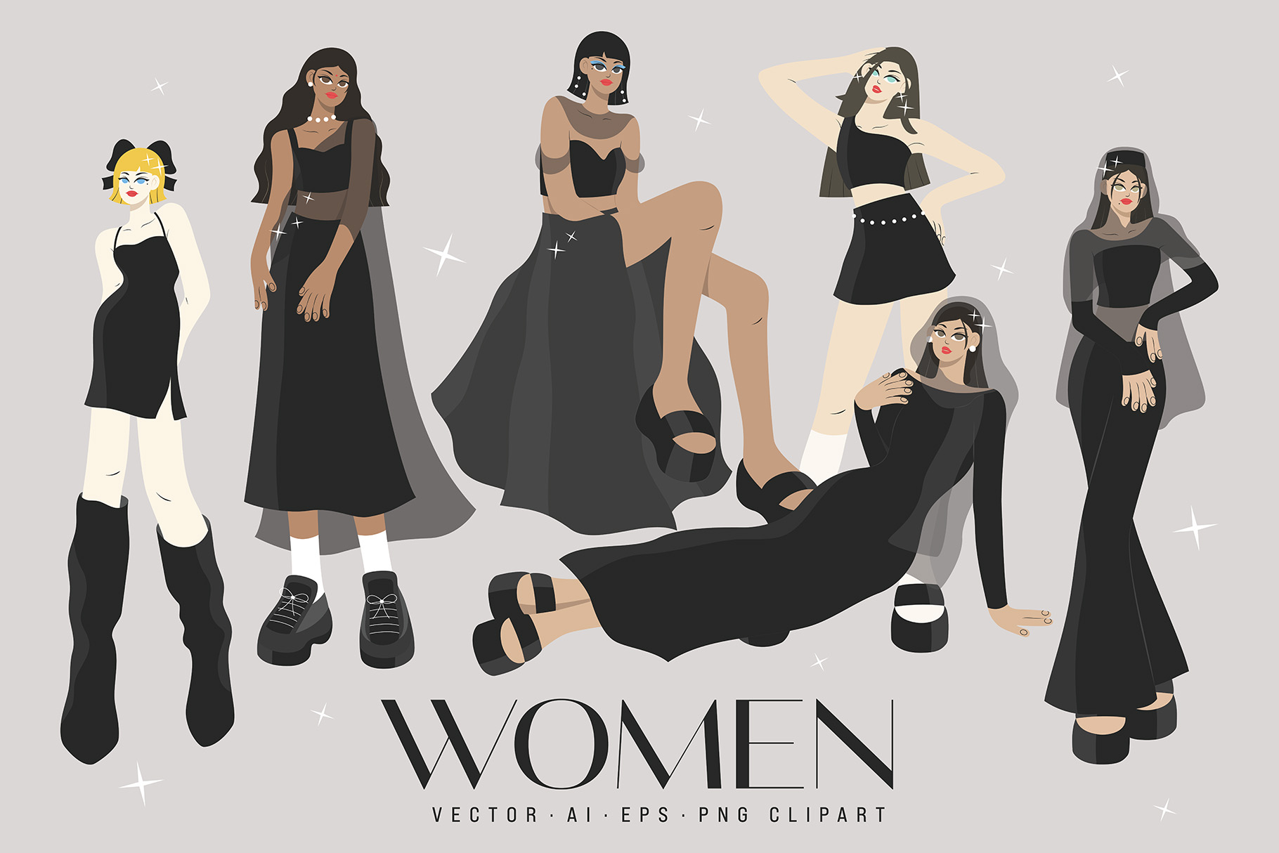 Women Vector Illustrations Set