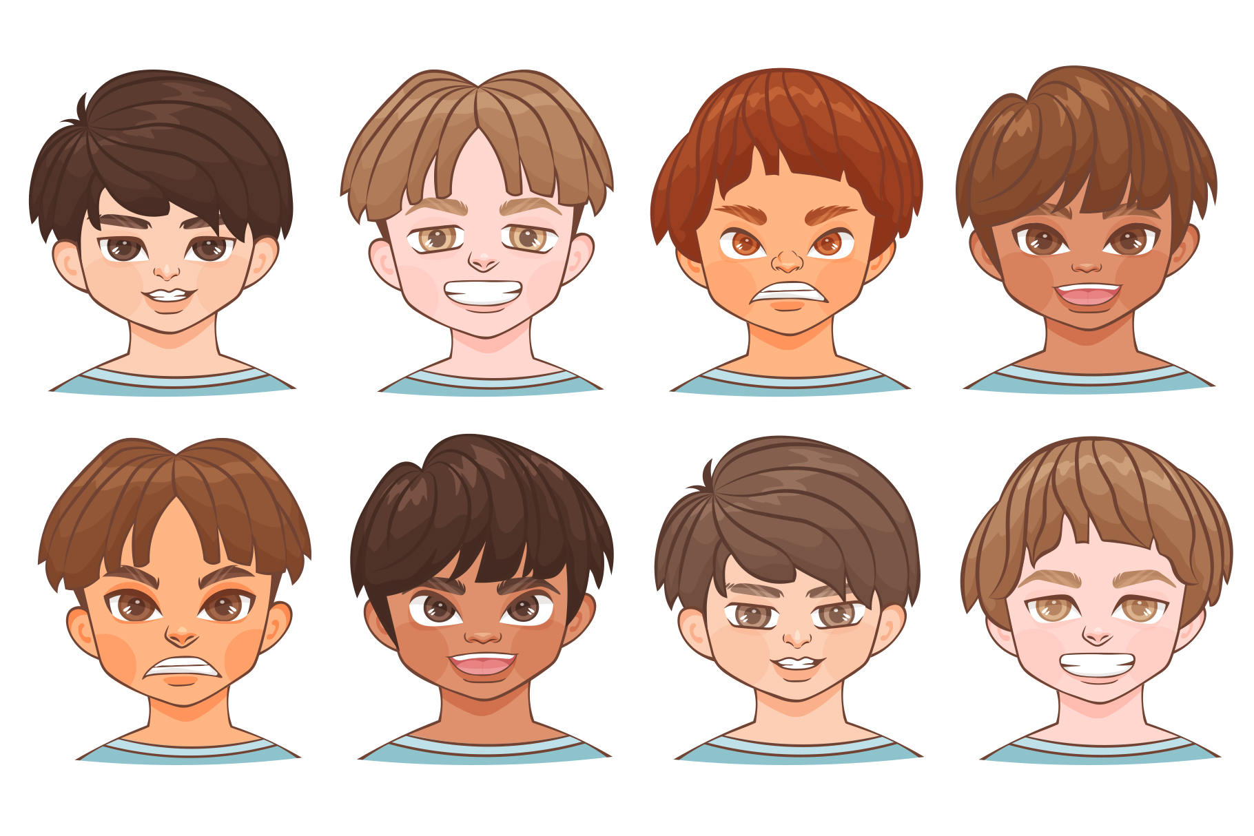 Boy Character Avatar Builder Kit (AI, EPS, PNG Format)