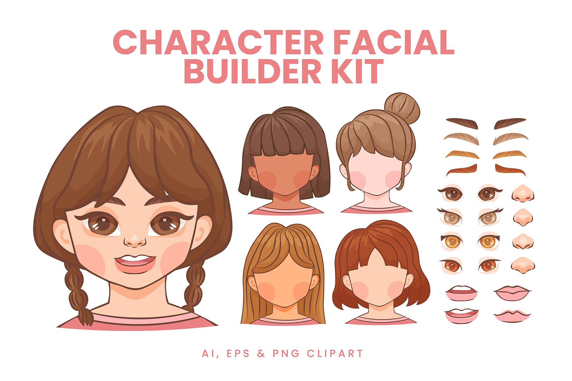 Girl Character Avatar Vector Builder Kit