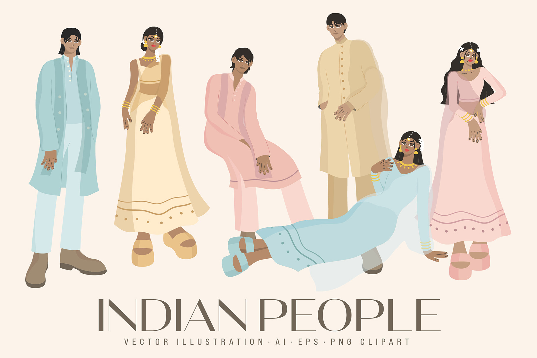 Indian People Illustrations Set