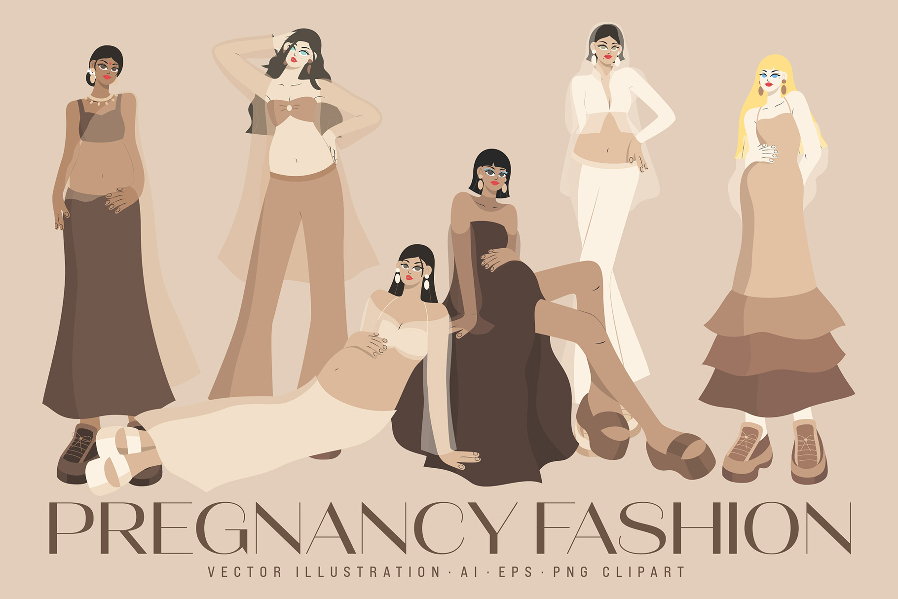Pregnancy Illustrations Set