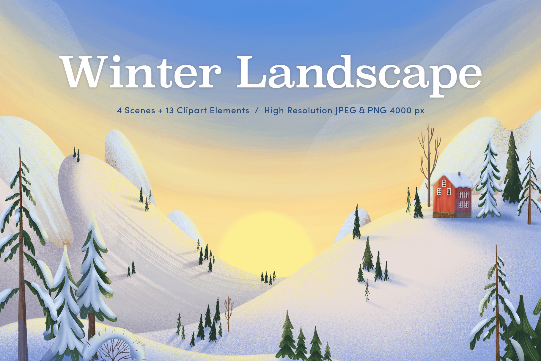 Winter Landscape Illustration Set