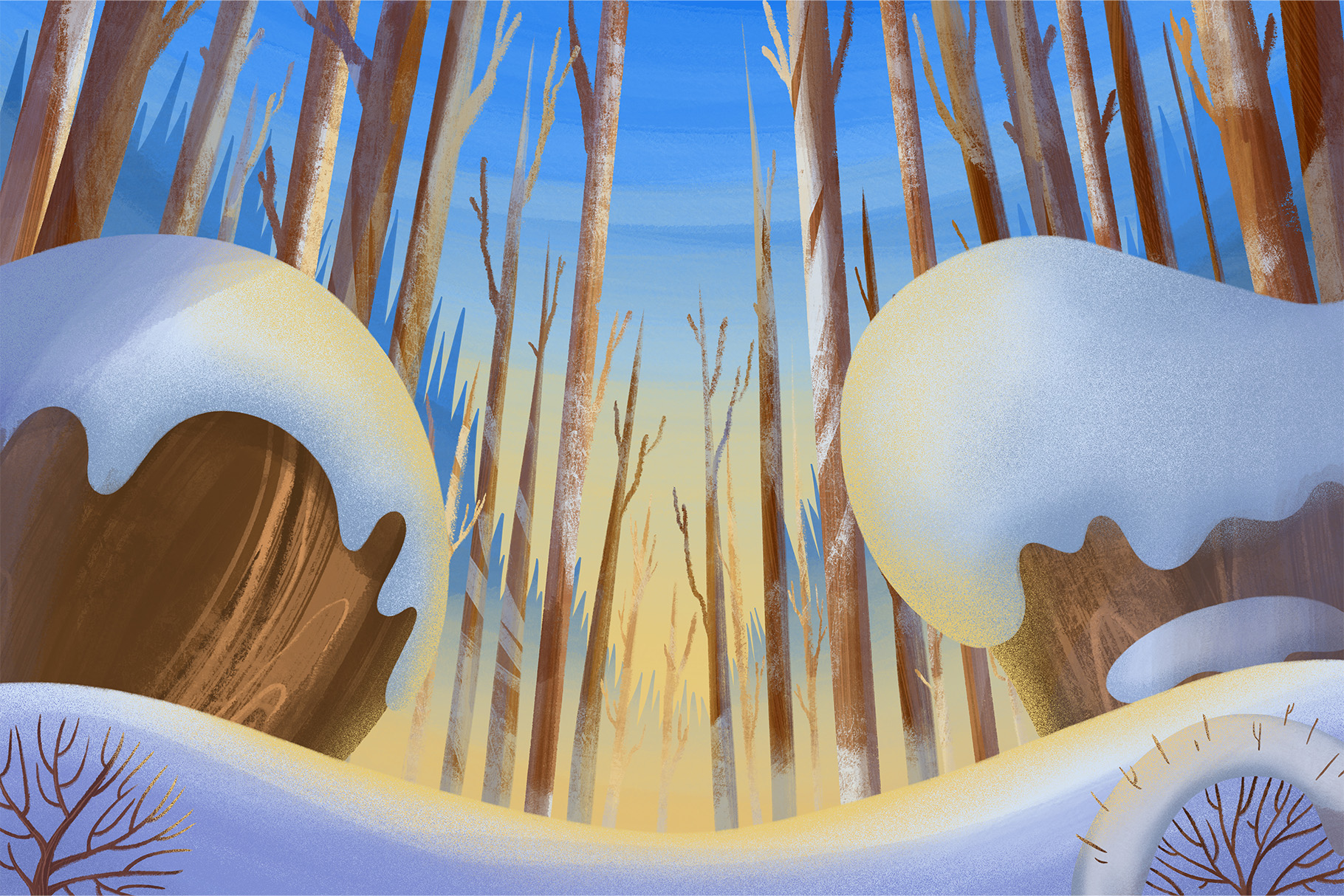 Winter Landscape Illustration Set (PSD, PNG, JPEG Format)