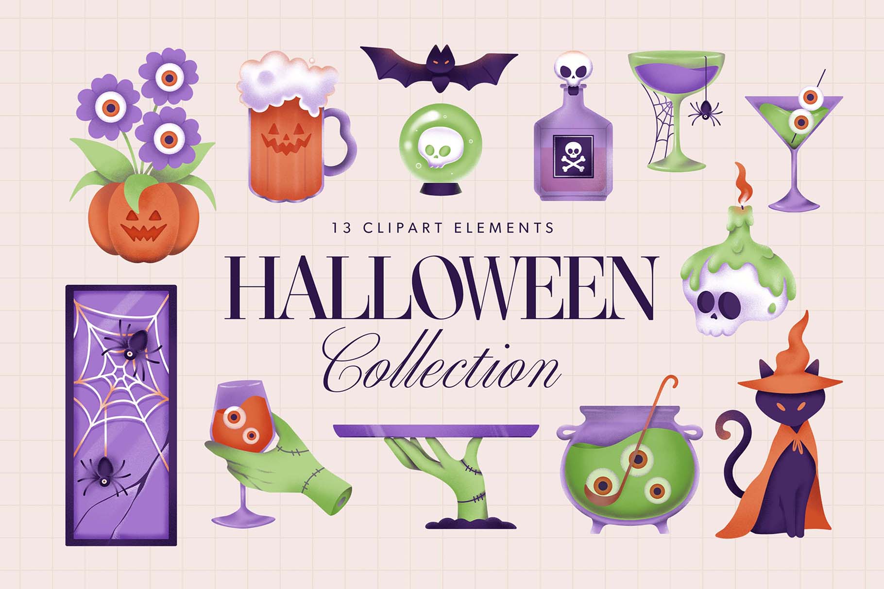 Halloween Clipart Illustration Set