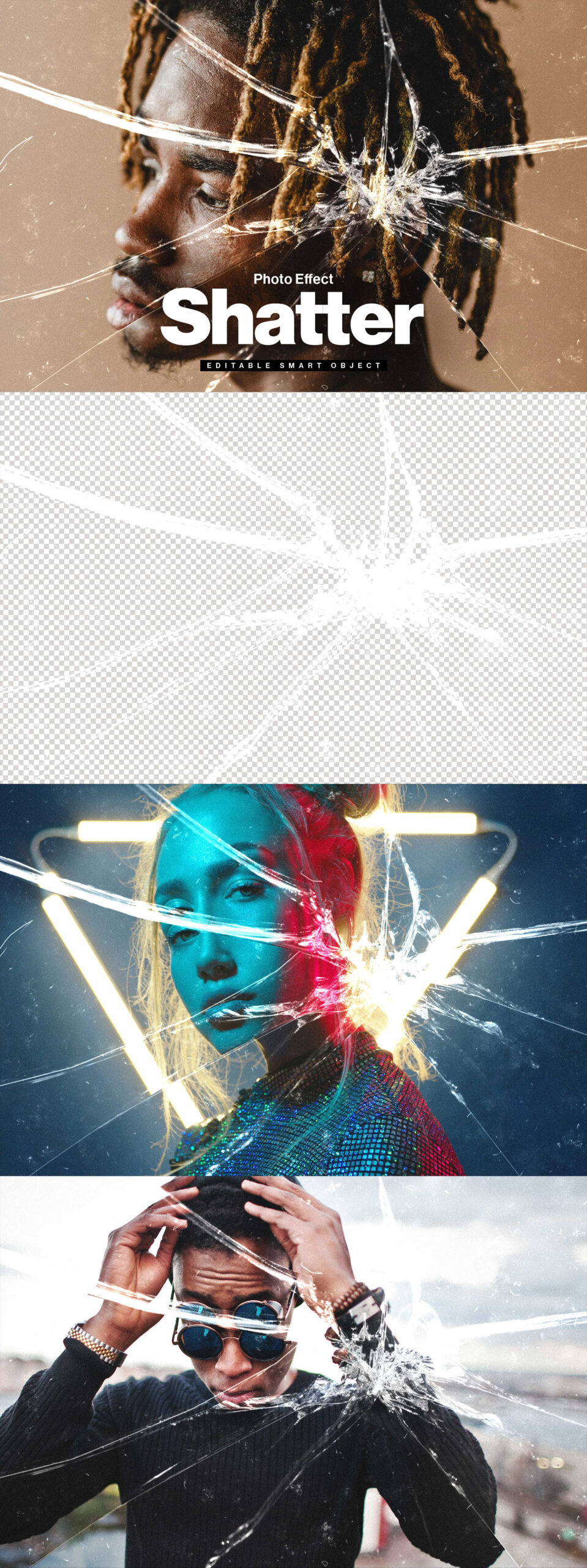 Shatter Broken Glass Photo Effect in PSD for Photoshop