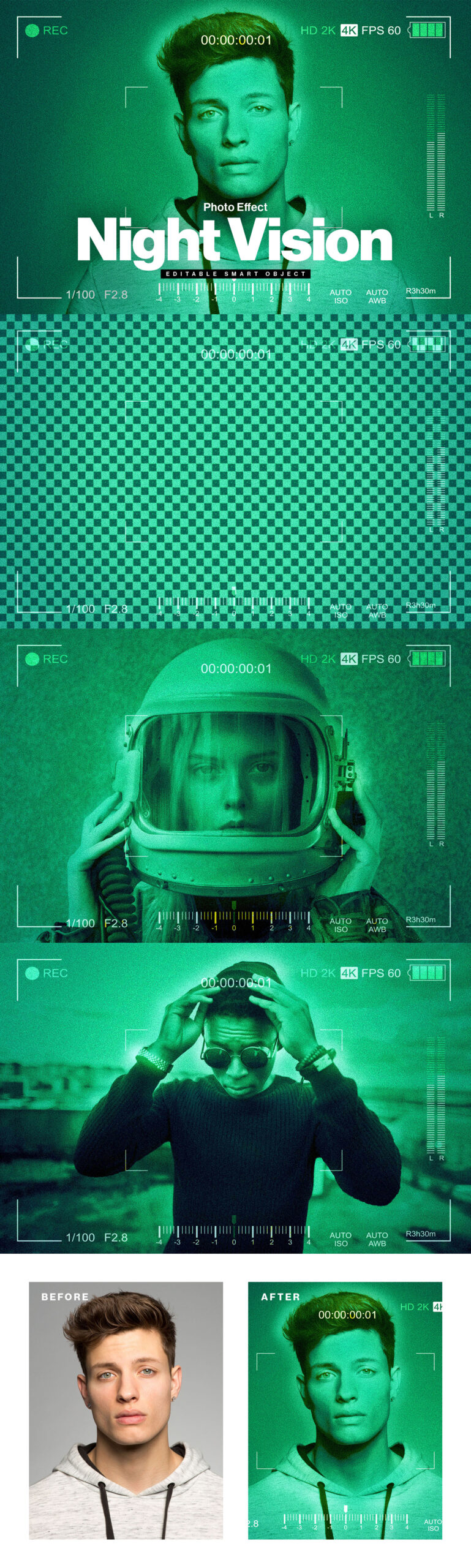 Night Vision Photo Effect in Photoshop PSD